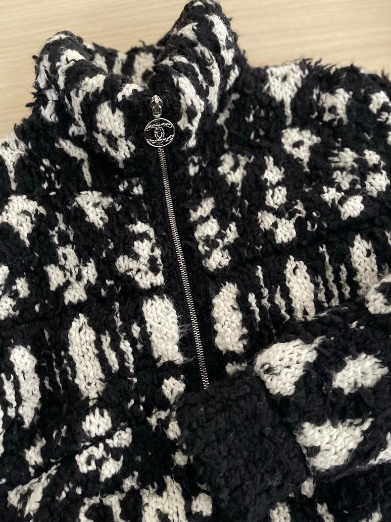 Chanel Chanel 19b black and white knitted cotton clothes coat Size XXS / US 00 / IT 34 - 4 Thumbnail