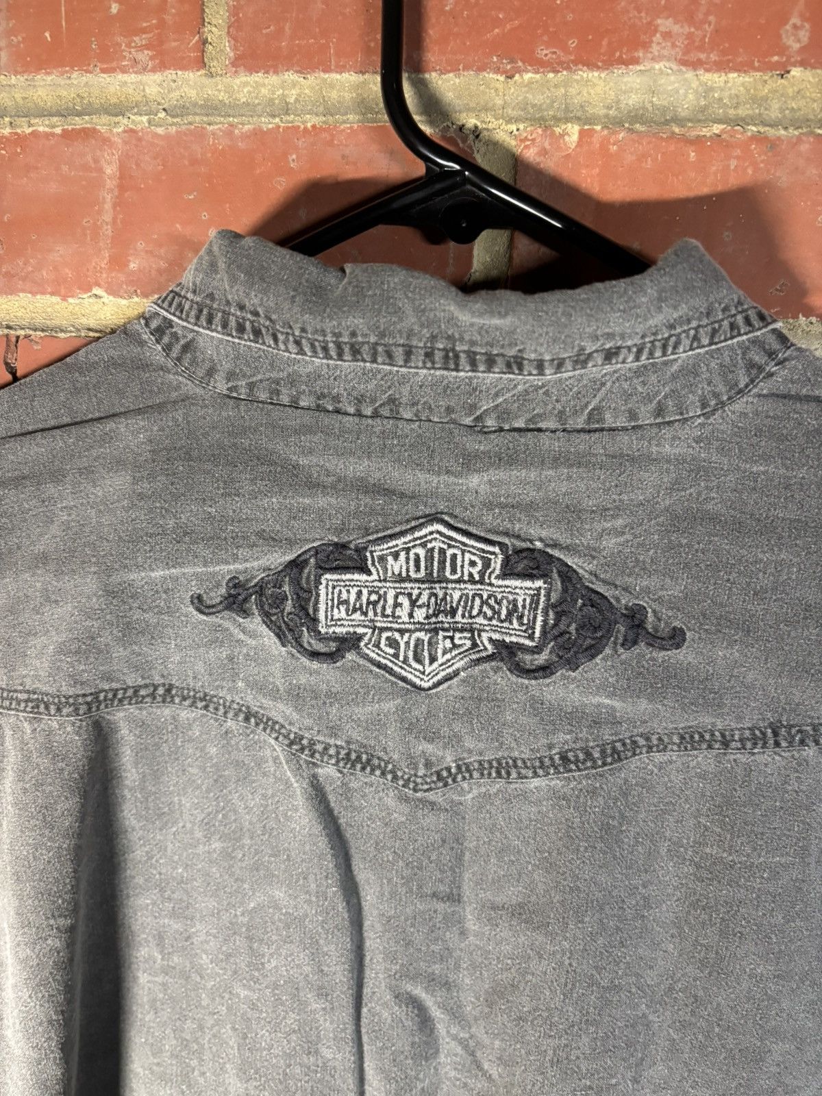 Harley Davidson Harley Davidson Embroidered Grey Button Down Shirt Adult XL Size US XL / EU 56 / 4 - 7 Thumbnail