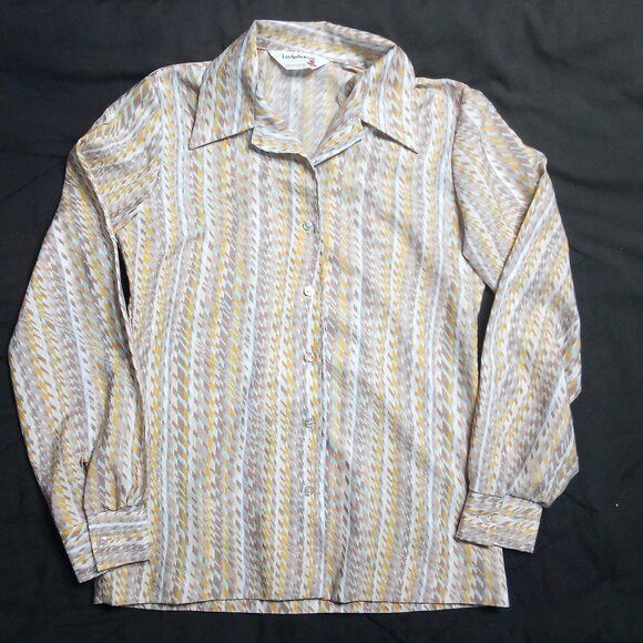 Arrow × Vintage Vintage 70s Lady Arrow Stripes Pattern Polyester Disco Shirt Size M / US 6-8 / IT 42-44 - 2 Thumbnail