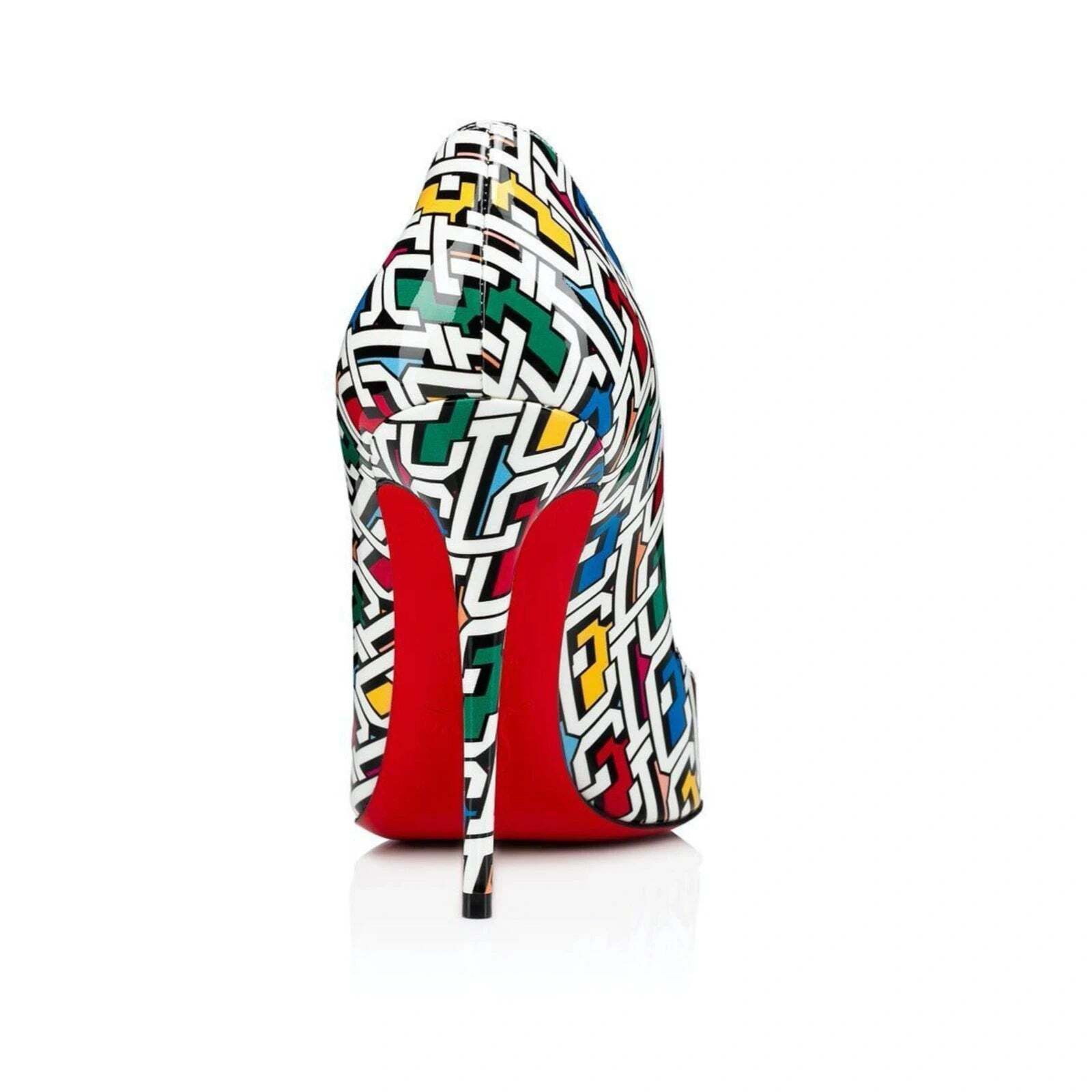 Christian Louboutin Christian Louboutin Hot Chick 100 Patent CL 3D Black Blue Size US 5 / IT 35 - 10 Thumbnail