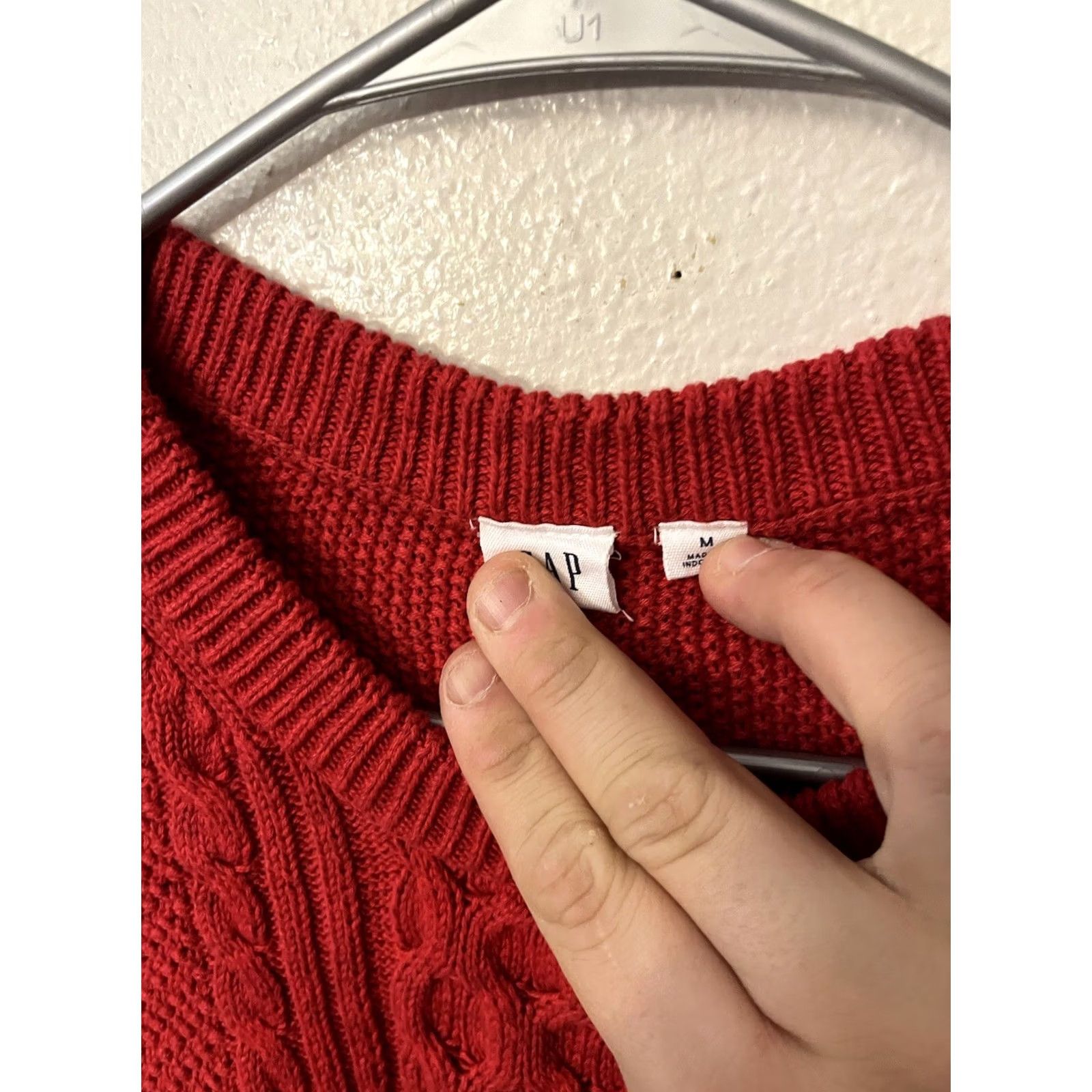 Gap Gap Sweater Womens Size M Red Stretch Cable Knit Pullover Long Sleeve Size M / US 6-8 / IT 42-44 - 2 Thumbnail