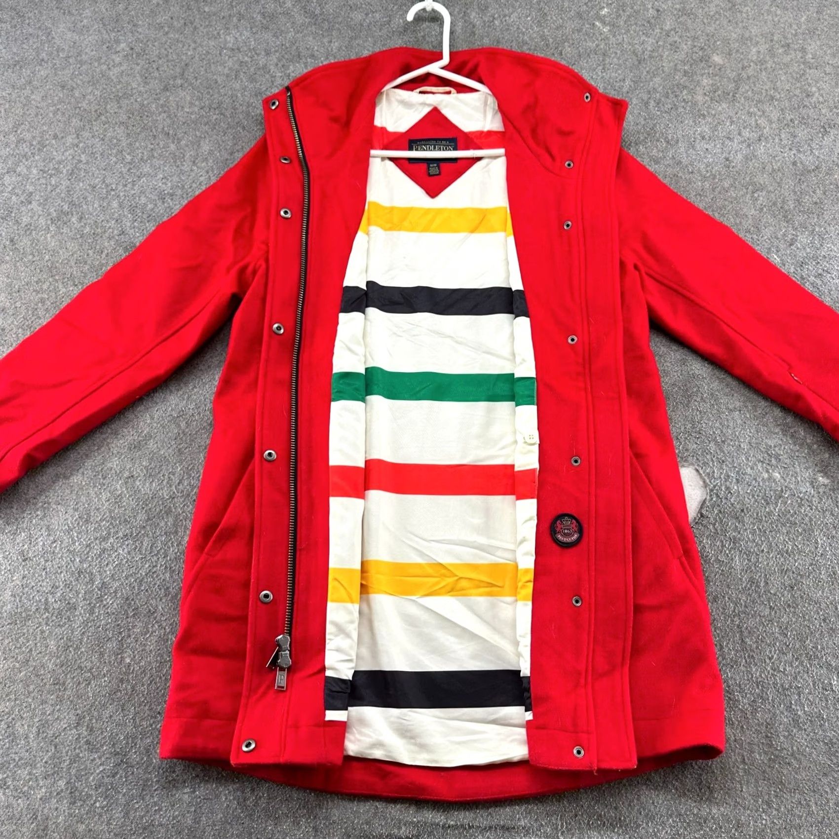 Pendleton Pendleton Jacket Womens M Red Wool Long Overcoat 80s 90s Classic Pockets Wool Full Zip Winter Fall Size M / US 6-8 / IT 42-44 - 2 Thumbnail