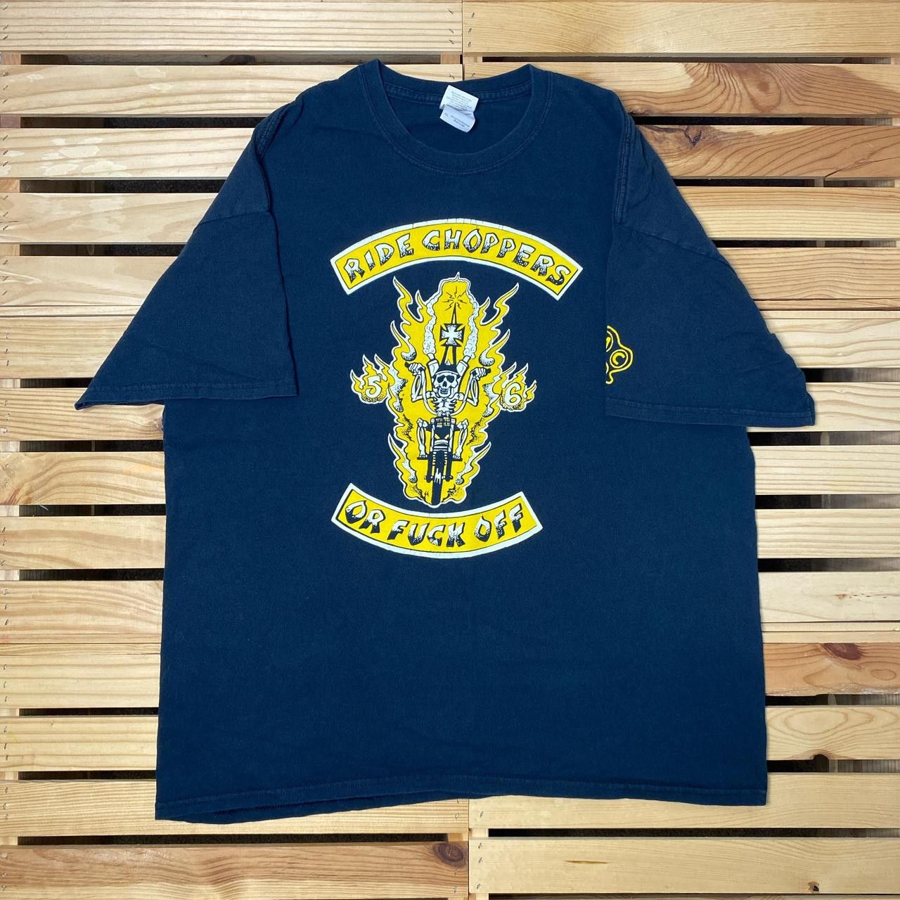 Gildan "Ride Choppers or F**k Off!" Black Y2K Biker Tee Size XL Size US XL / EU 56 / 4 - 1 Thumbnail