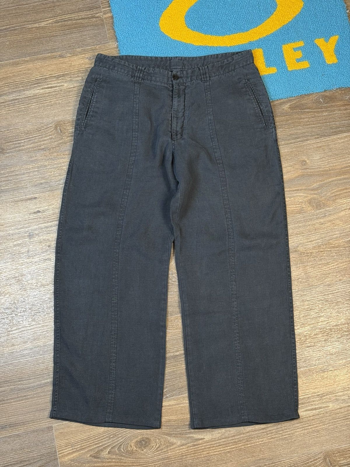 Armani Collezioni × Vintage Vintage Armani Collezioni Blue Wide Linen Pant Size US 33 - 1 Thumbnail