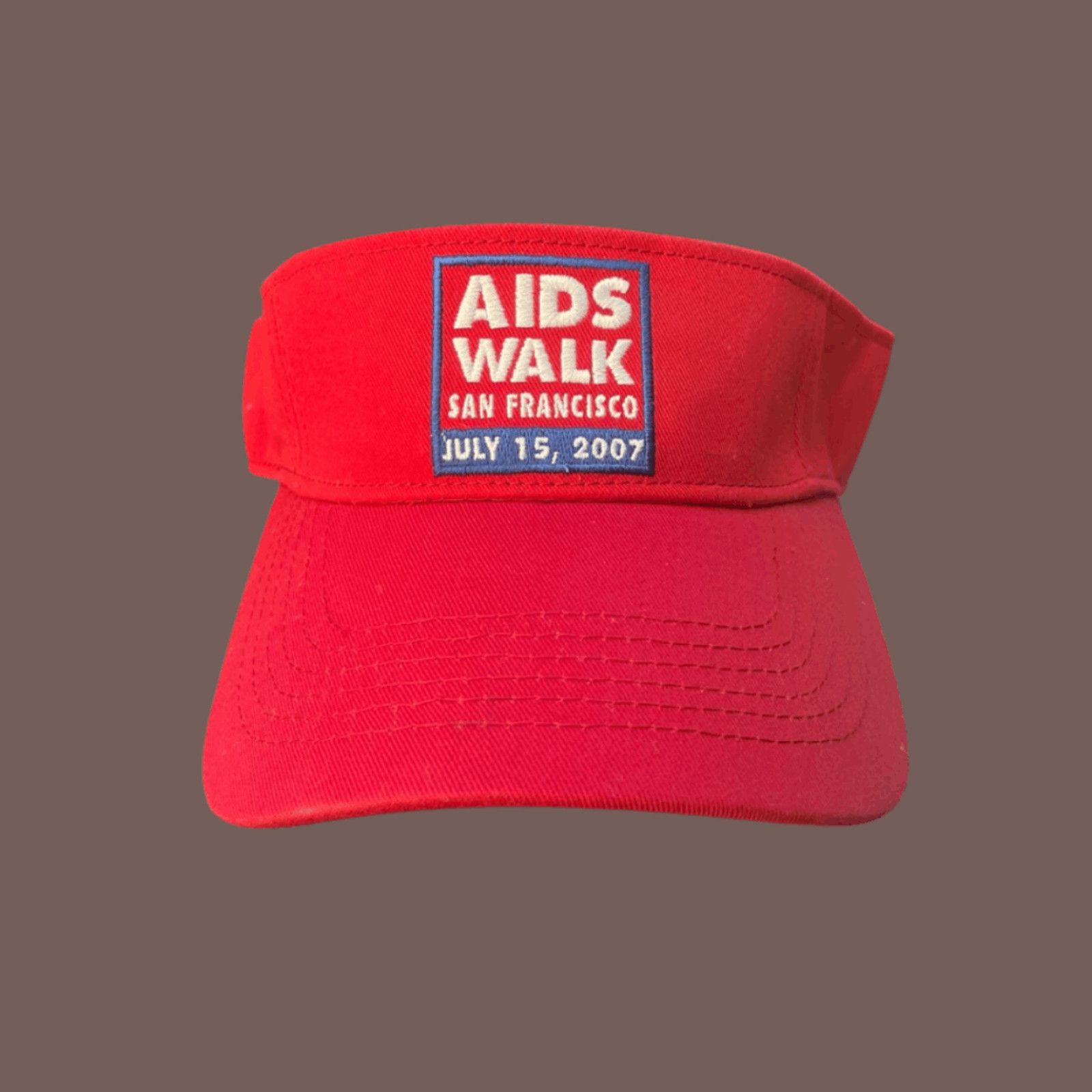 Vintage VTG Red Visor | AIDS Walk SF Embroidered | 2000s Archival Size ONE SIZE - 1 Thumbnail