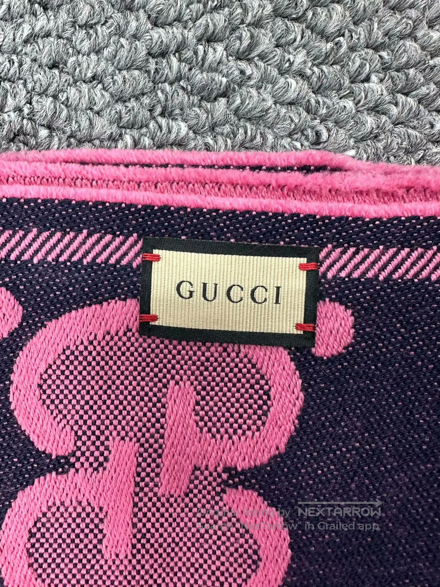 Gucci Guicci Pink All-over Printed Logo Double-sided Cashmere Sc Size ONE SIZE - 4 Thumbnail