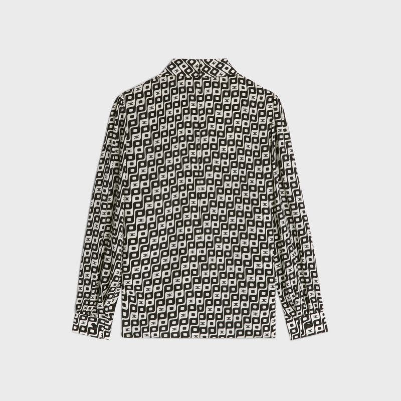 Celine o1bcso1str0126 2B60B118Z Lavaliere Blouse in Noir/Craie Size L / US 10 / IT 46 - 2 Thumbnail