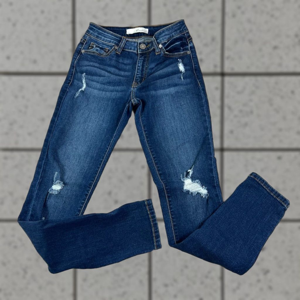 Vintage KanCan Jeans Skinny Denim Women 3 / 25 Dark Wash Blue Denim Narrow Fit Regular Size 3 Women Mens Girls Size 26" / US 2 / IT 38 - 1 Thumbnail