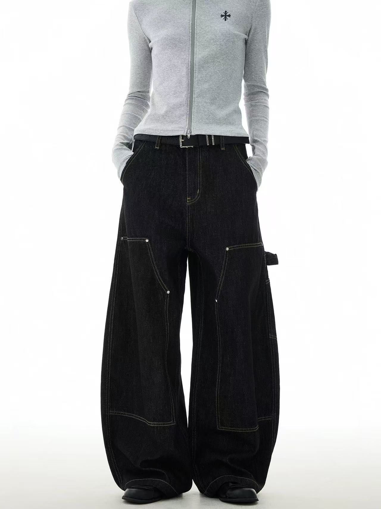 Japanese Brand Retro Men's Loose Casual Wide-Leg Workwear Curved Jeans Size US 32 / EU 48 - 3 Thumbnail