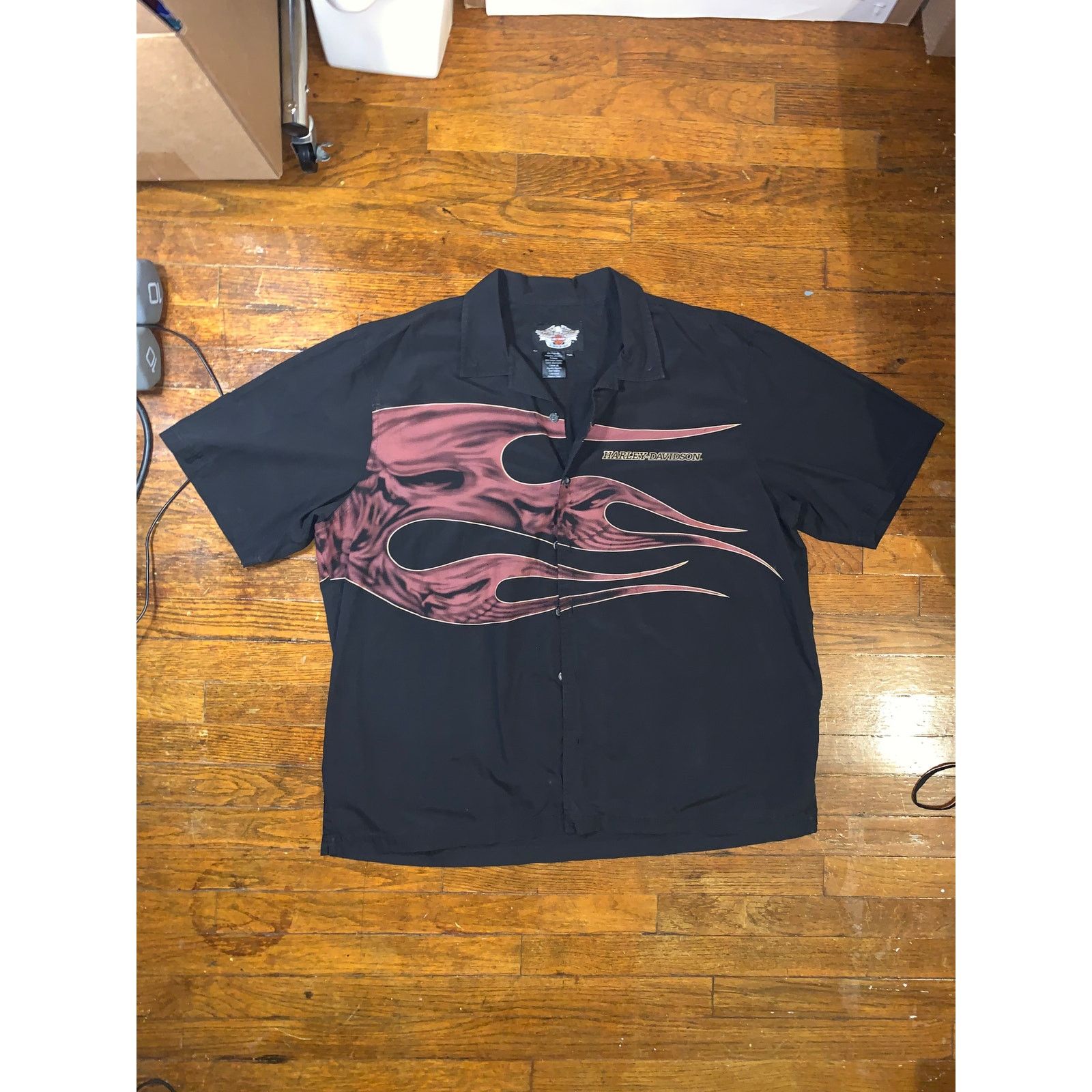 Harley Davidson Harley Davidson Flame Skull Button Up Shirt Black 2XL Biker Size US XXL / EU 58 / 5 - 1 Thumbnail