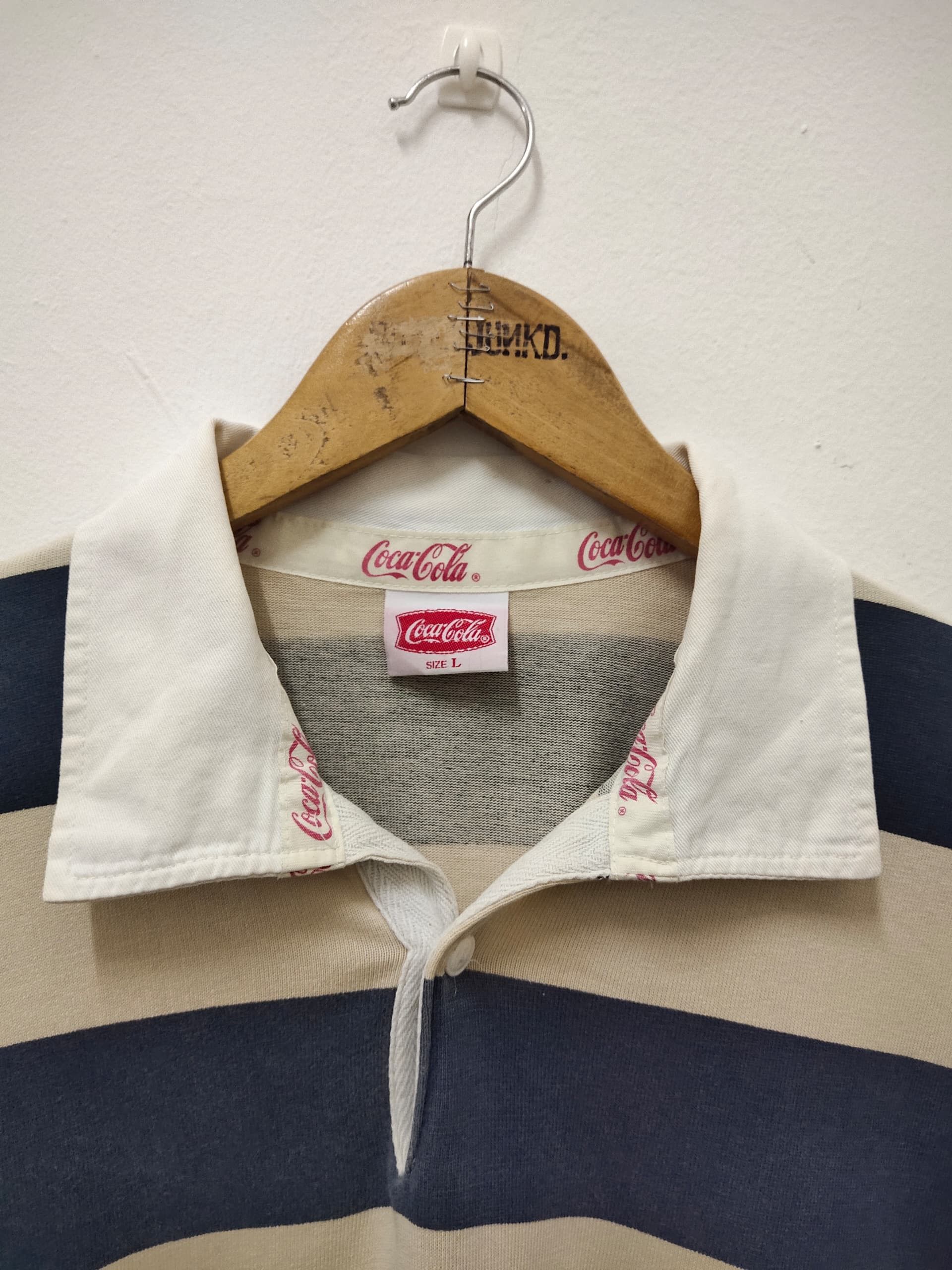 Coca Cola Vintage 90s Coca cola distressed Stripe polo rugby shirt Size US L / EU 52-54 / 3 - 4 Thumbnail