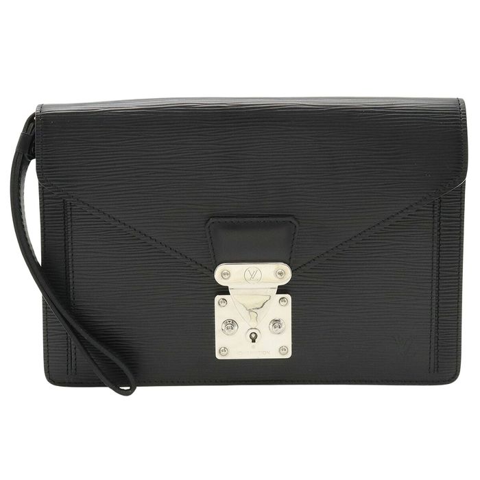 Louis Vuitton Black Epi Pochette Sellier Dragonne Leather ref