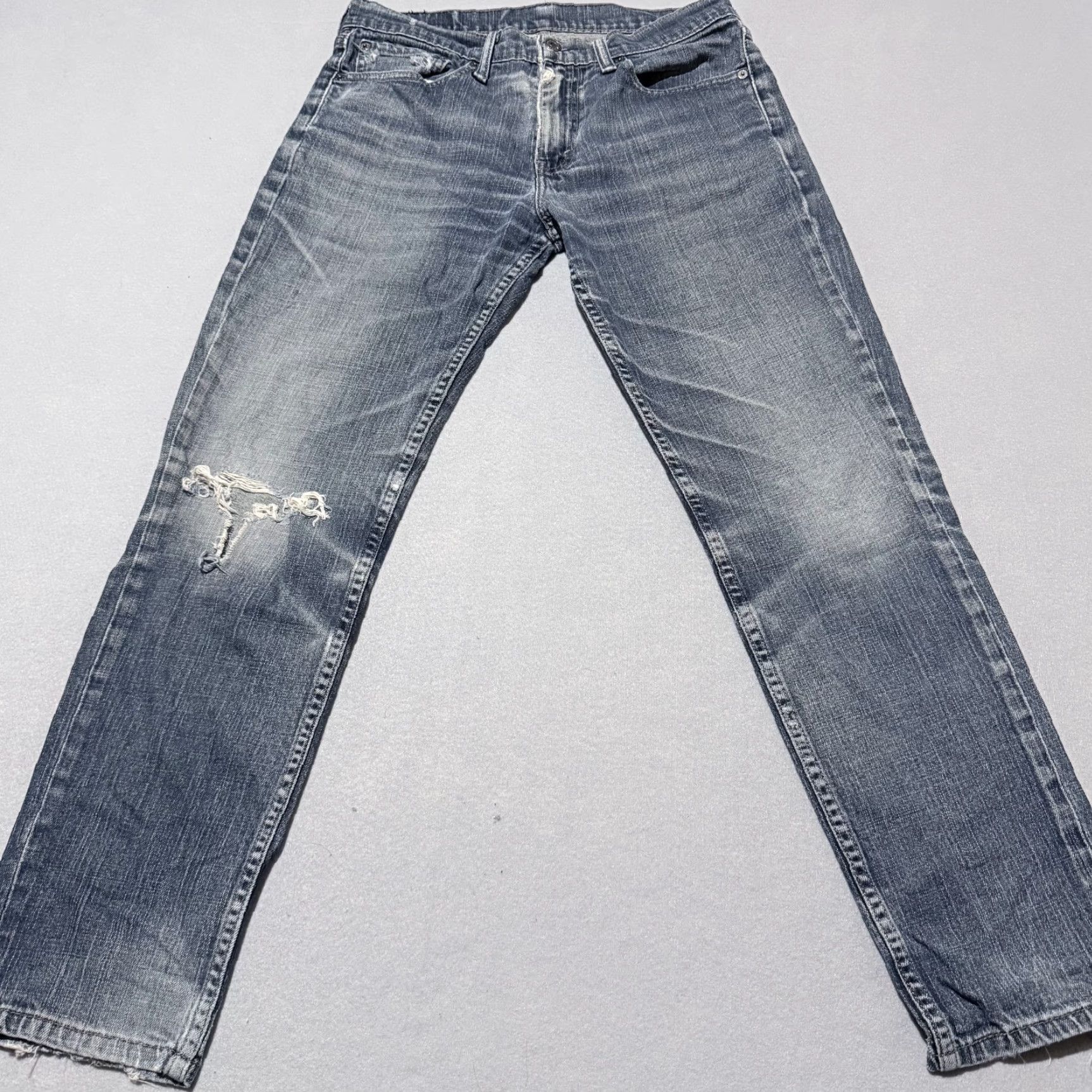 Levi's Levi's Jeans Men Blue Denim Distressed Low Rise Straight Zip Fly 32x28 Size US 32 / EU 48 - 2 Thumbnail