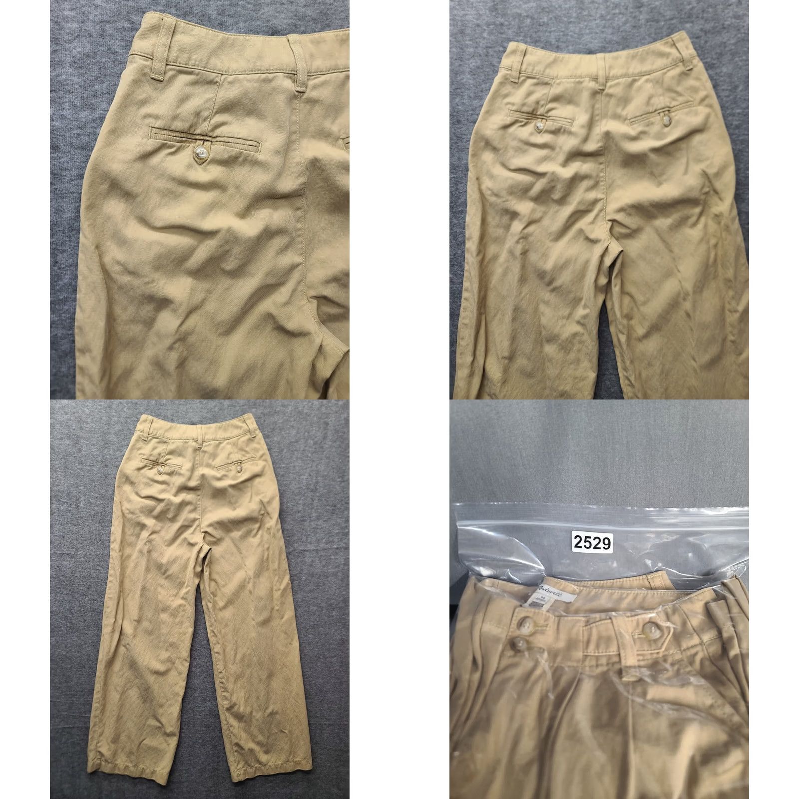 Madewell Madewell Pants Womens 00 24x29 Harlow Regular Fit Wide Leg High Rise Linen Cotton Twill Beige Size 24" / US 00 / IT 34 - 9 Thumbnail