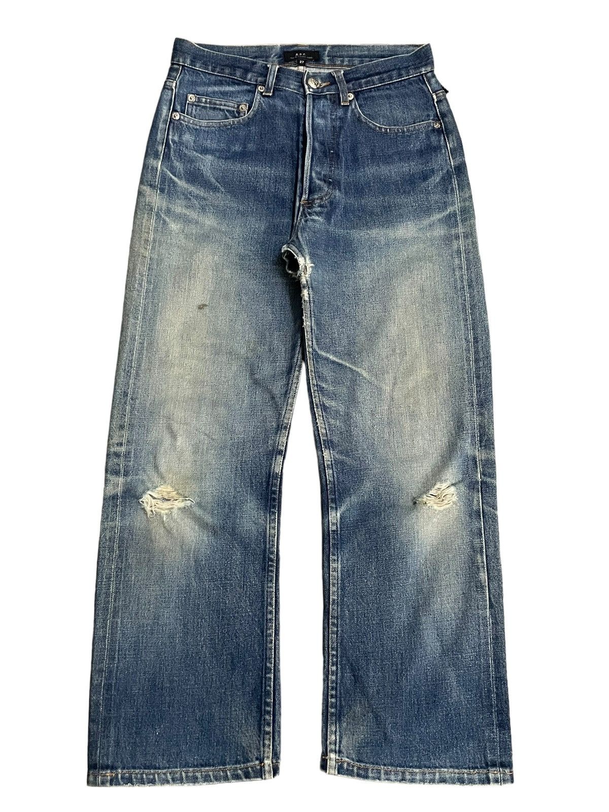 A.P.C. Vintage A.P.C Selvedge Blue Wash Loose Fit Distressed Jeans Size US 27 - 2 Thumbnail