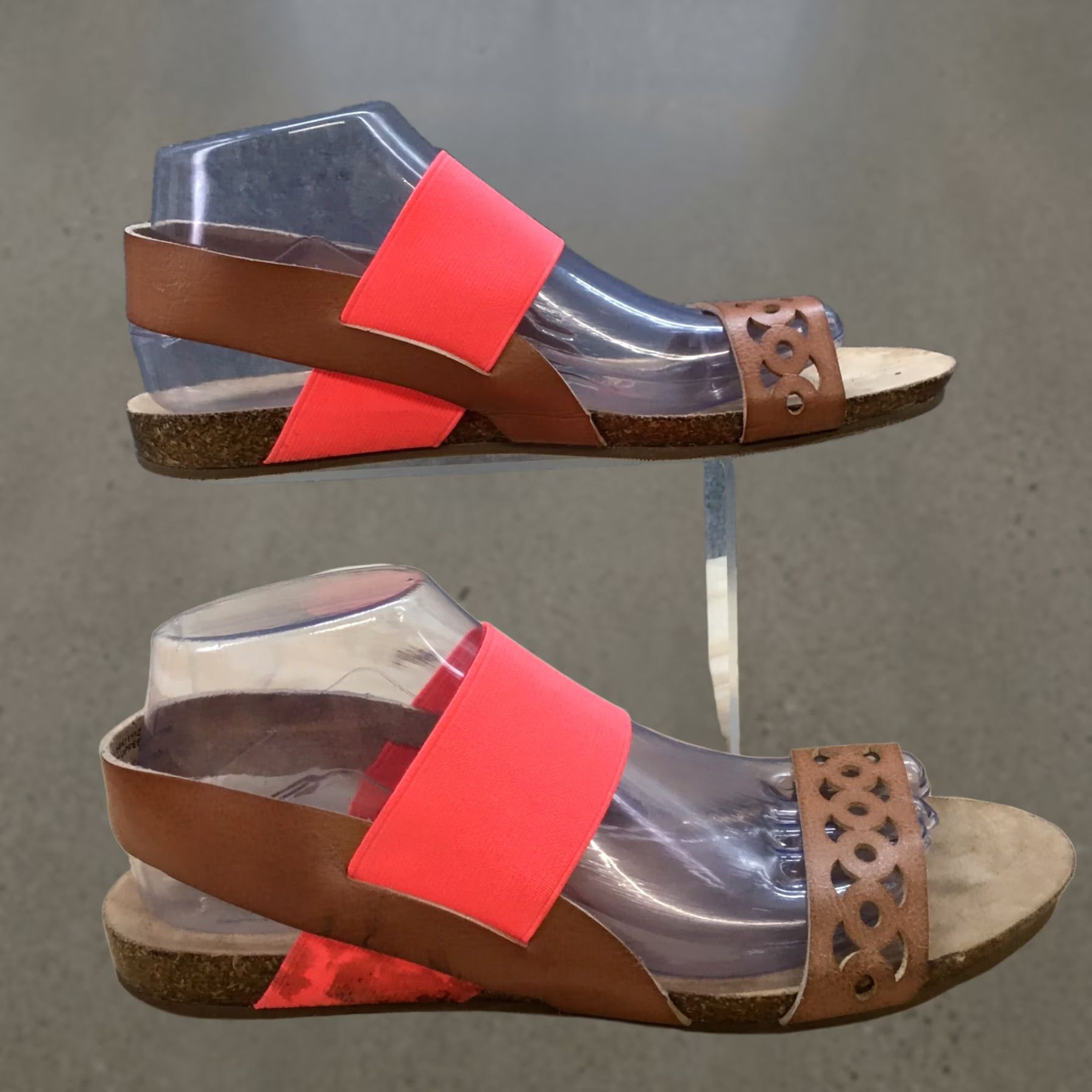 Pinko Slingback Strappy Sandals Womens 9 M Lara Flats Brown Pink Faux Leather Open Toe Size US 9 / IT 39 - 1 Thumbnail