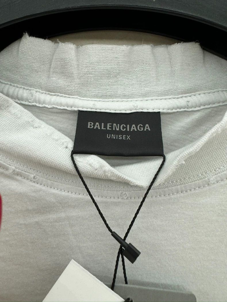 Balenciaga Balenciaga Embroidered logo ripped short sleeves at neckli Size US S / EU 44-46 / 1 - 3 Thumbnail