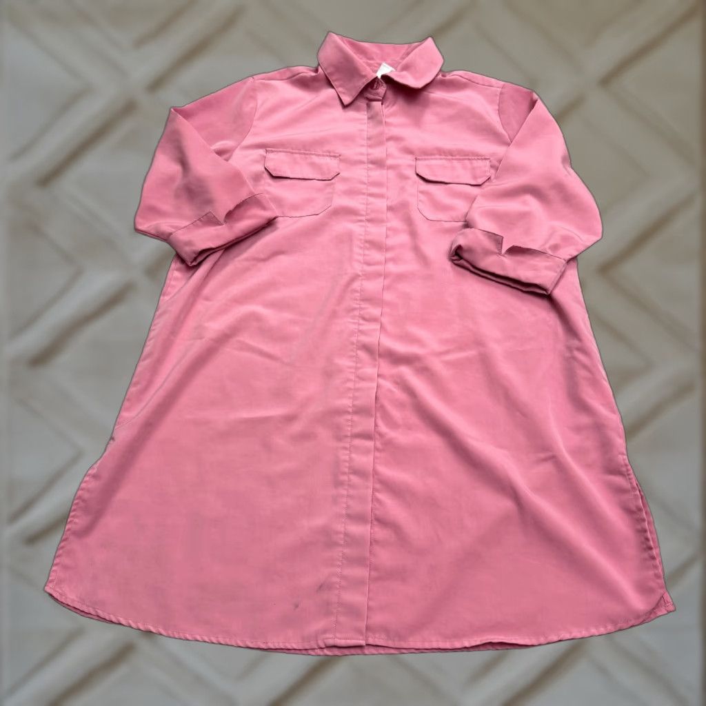 Vintage Brylane Y2K Hidden Button Down Shirt Sress Womens 16W Plus Dusty Pink Classic Size XXL / US 16-18 / IT 52-54 - 1 Thumbnail