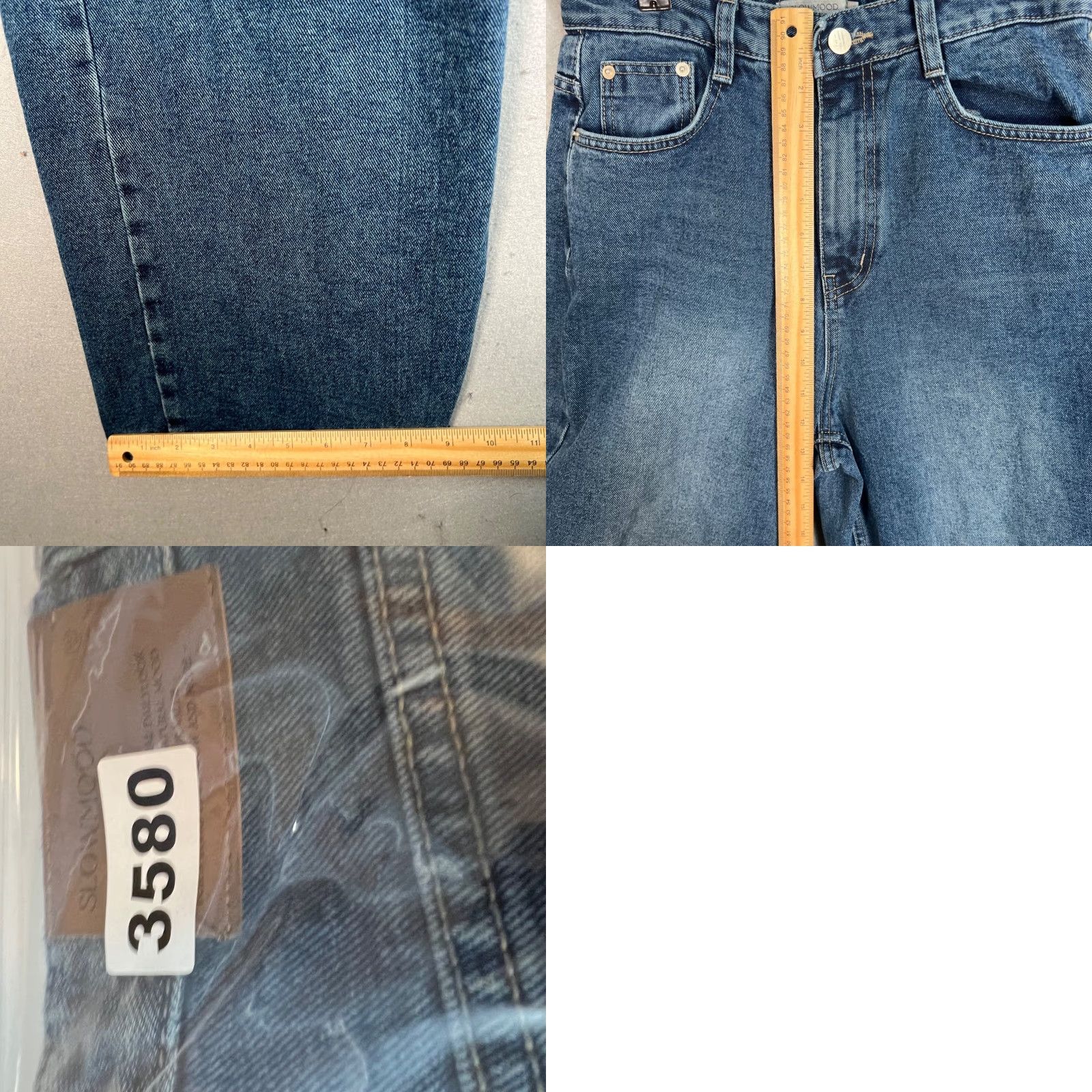 Denime Slowmood Womens Size 2 High-Waisted Denim Jeans Blue Cotton Blend 5-Pocket Straight Rise Slim 30 in Inseam Regular Adult Womens Jeans Size 27" / US 4 / IT 40 - 8 Thumbnail