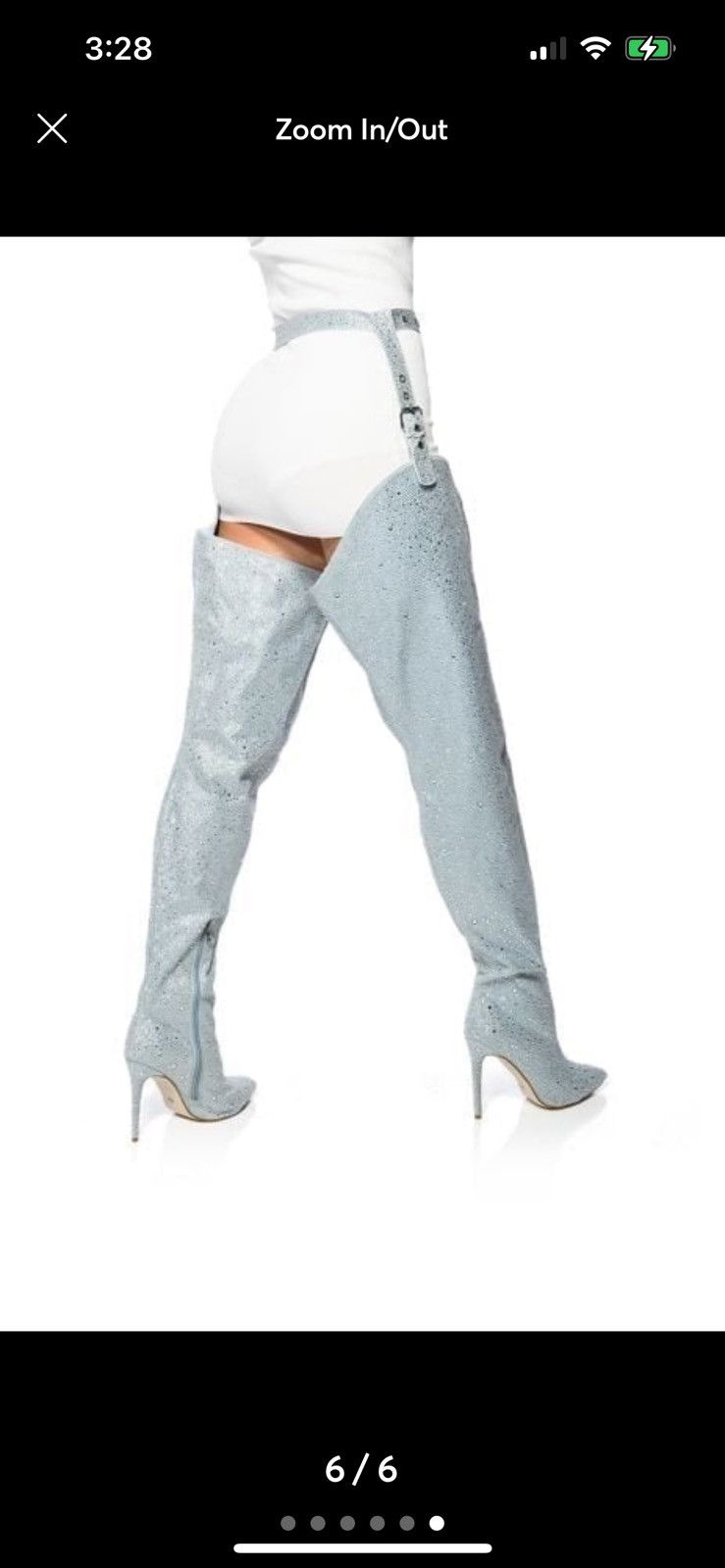 Other Denim Thigh High Rhinestone Chaps Style Boots Size US 10 / IT 40 - 6 Thumbnail