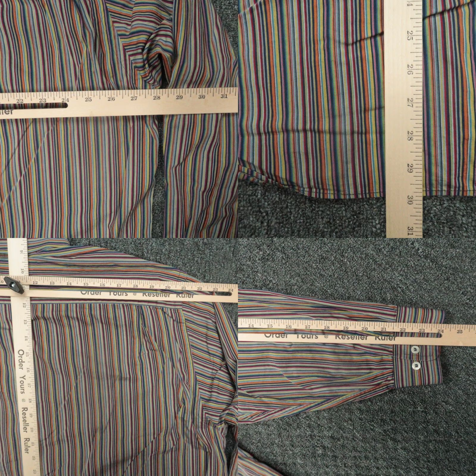 Brioni Brioni Shirt Mens 2XL Blue Orange Striped Long Sleeve Button-Down Italy Size US XXL / EU 58 / 5 - 8 Thumbnail
