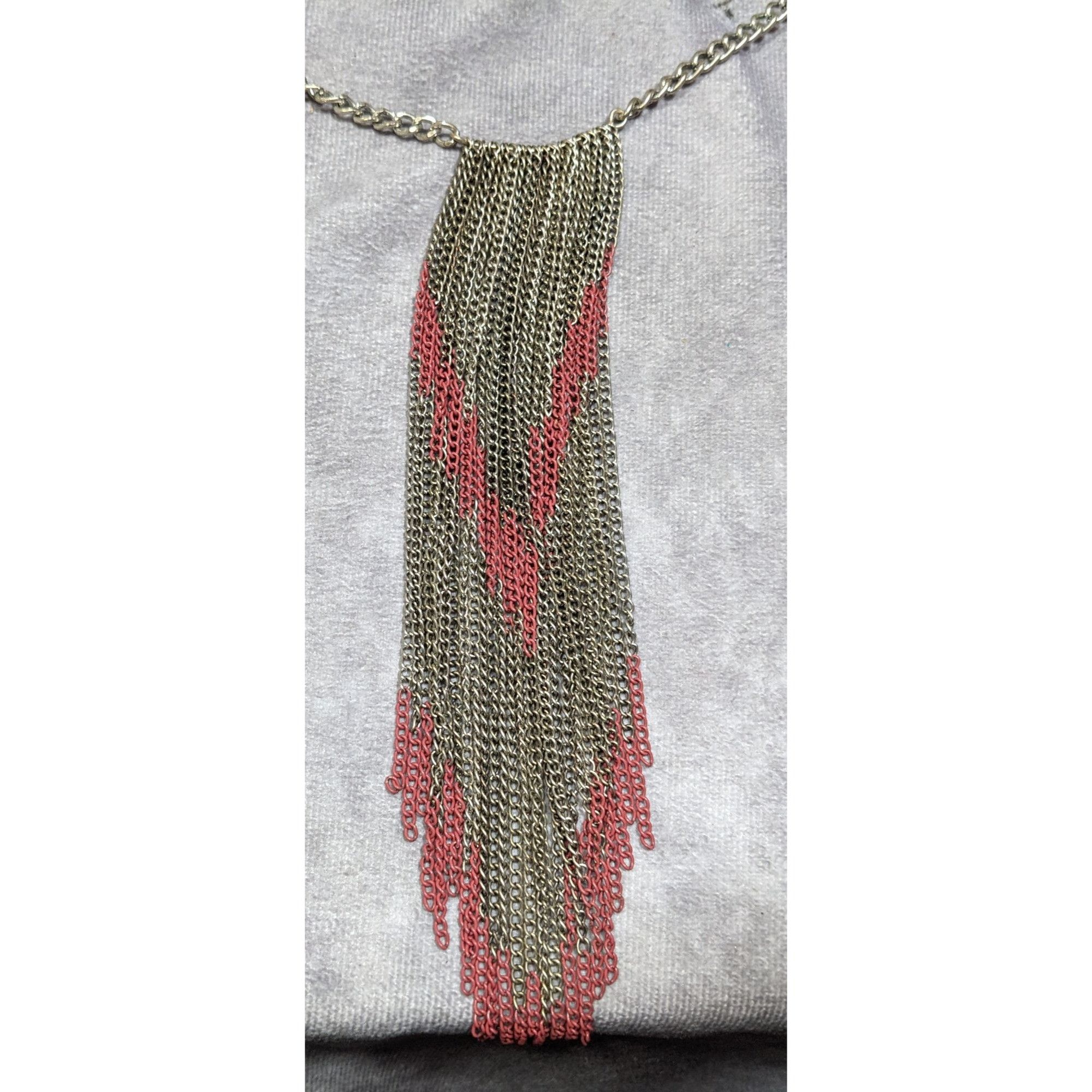 Other Bohemian Fringe Chain Necklace Red And Silver Tone Size ONE SIZE - 8 Thumbnail