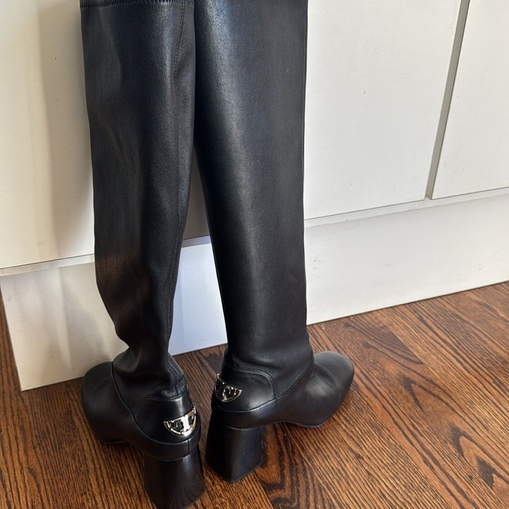 Tory Burch Tory Burch Black Sidney Leather 70mm Knee Boot. Stacked hee Size US 7 / IT 37 - 3 Thumbnail