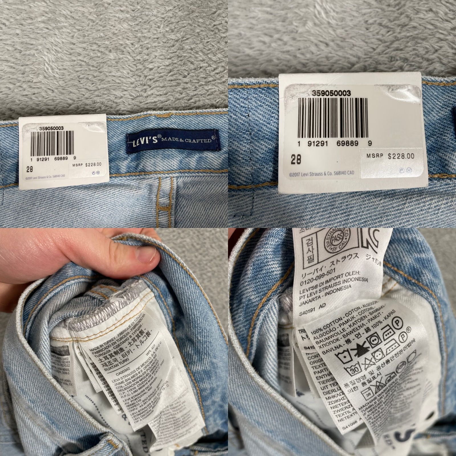 Levi's Levi's Made & Crafted Twig High Slim Jeans Womens 28 Light Wash Distressed Patchwork Size ONE SIZE - 8 Thumbnail
