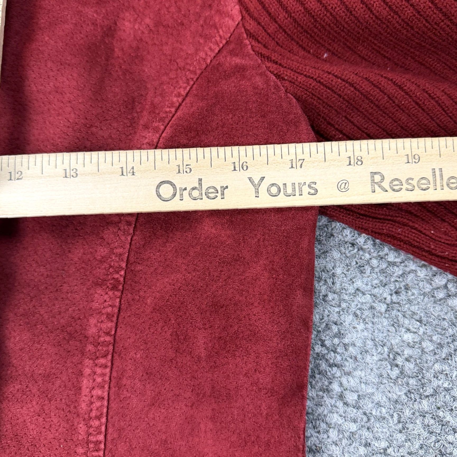 Vintage A.M.I Leather Jacket Womens Petite Small Red Suede Knit Sleeve Button Front Size S / US 4 / IT 40 - 7 Thumbnail