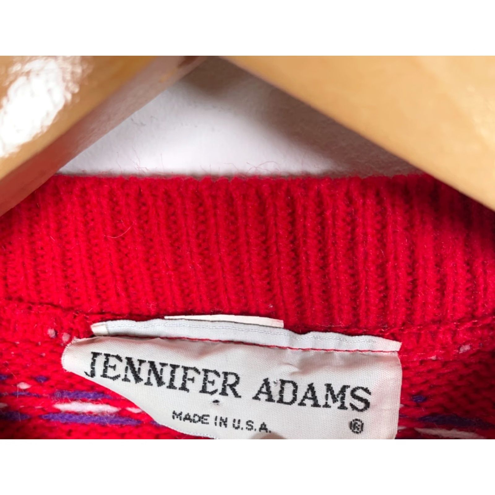 Vintage VINTAGE Jennifer Adams 80s Cat Sweater Women's Medium Red Chunky-Knit Pullover Novelty Kittens Geometric USA Size M / US 6-8 / IT 42-44 - 3 Thumbnail