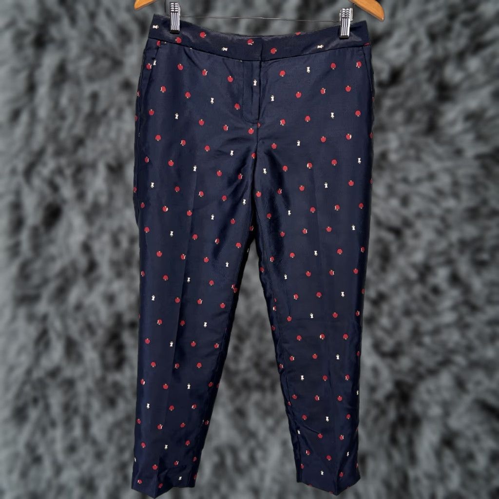 Talbots Talbots NEW! Apple Print Slim Ankle Pants Sz 4 Navy Teacher Size 27" / US 4 / IT 40 - 1 Thumbnail