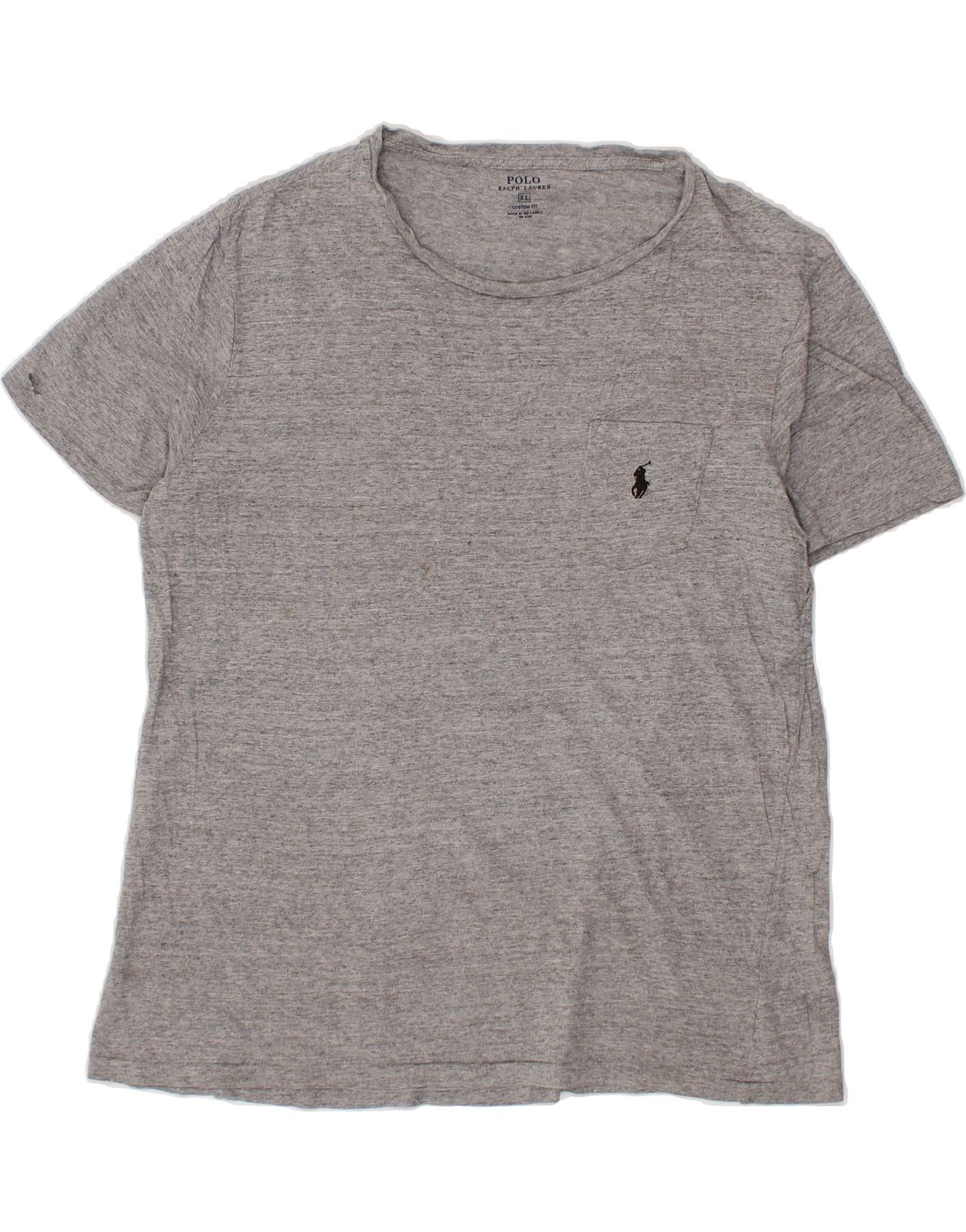 Polo Ralph Lauren Mens Custom Fit T-Shirt Top XL Grey Flecked Cotton Size US XL / EU 56 / 4 - 1 Thumbnail