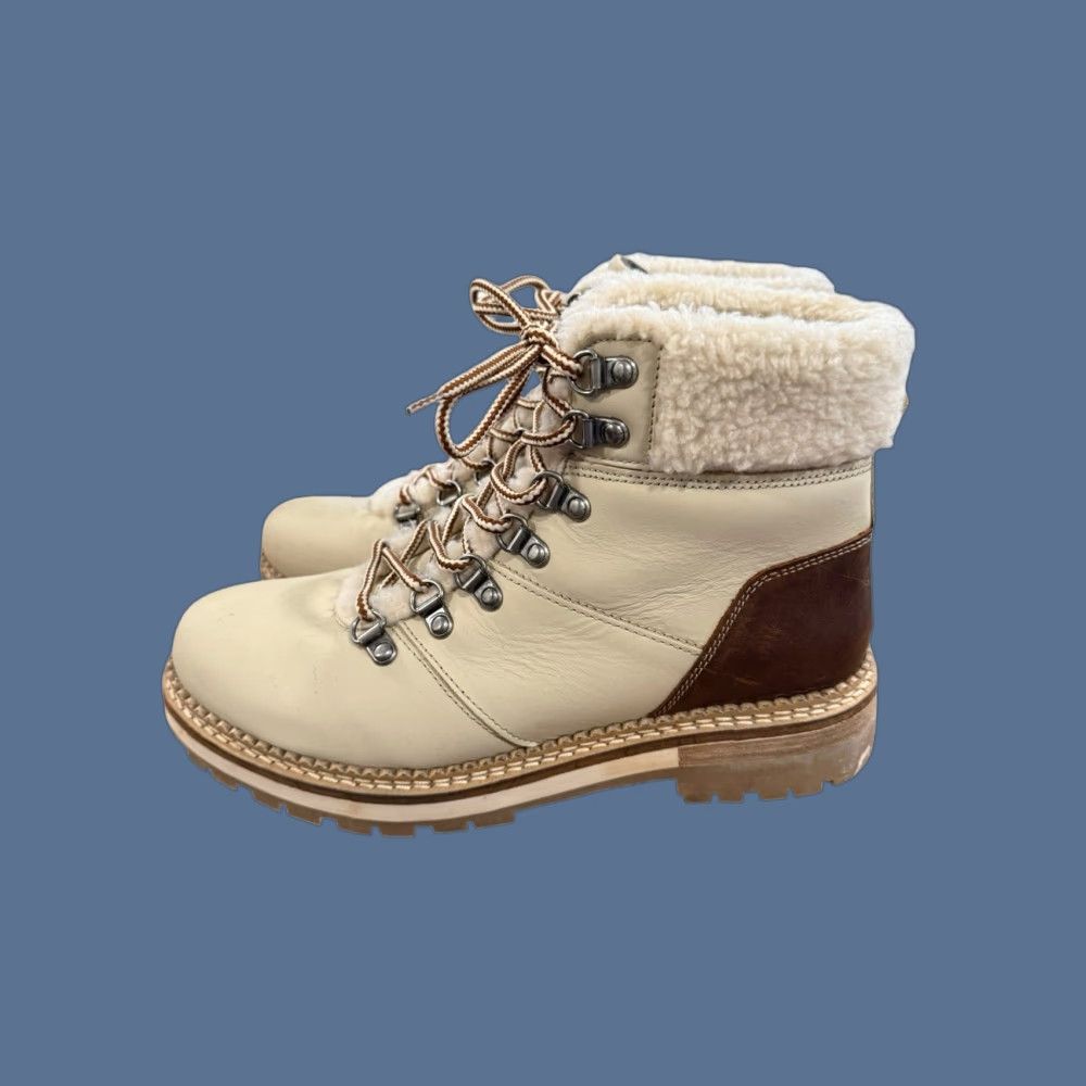 Vintage Alpine Design Beige Faux Shearling Holly Leather Hiking Boots Size 9.5 Women Size US 10 / IT 40 - 1 Thumbnail