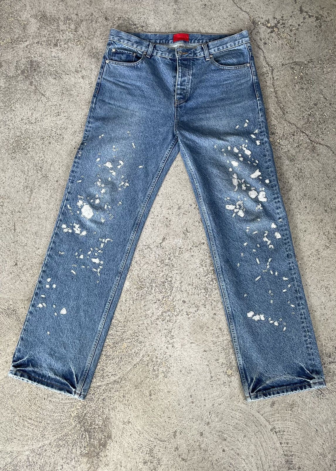 Fugazi Fugazi Chain Splatter Stitched Denim Jeans Size US 34 / EU 50 - 2 Thumbnail