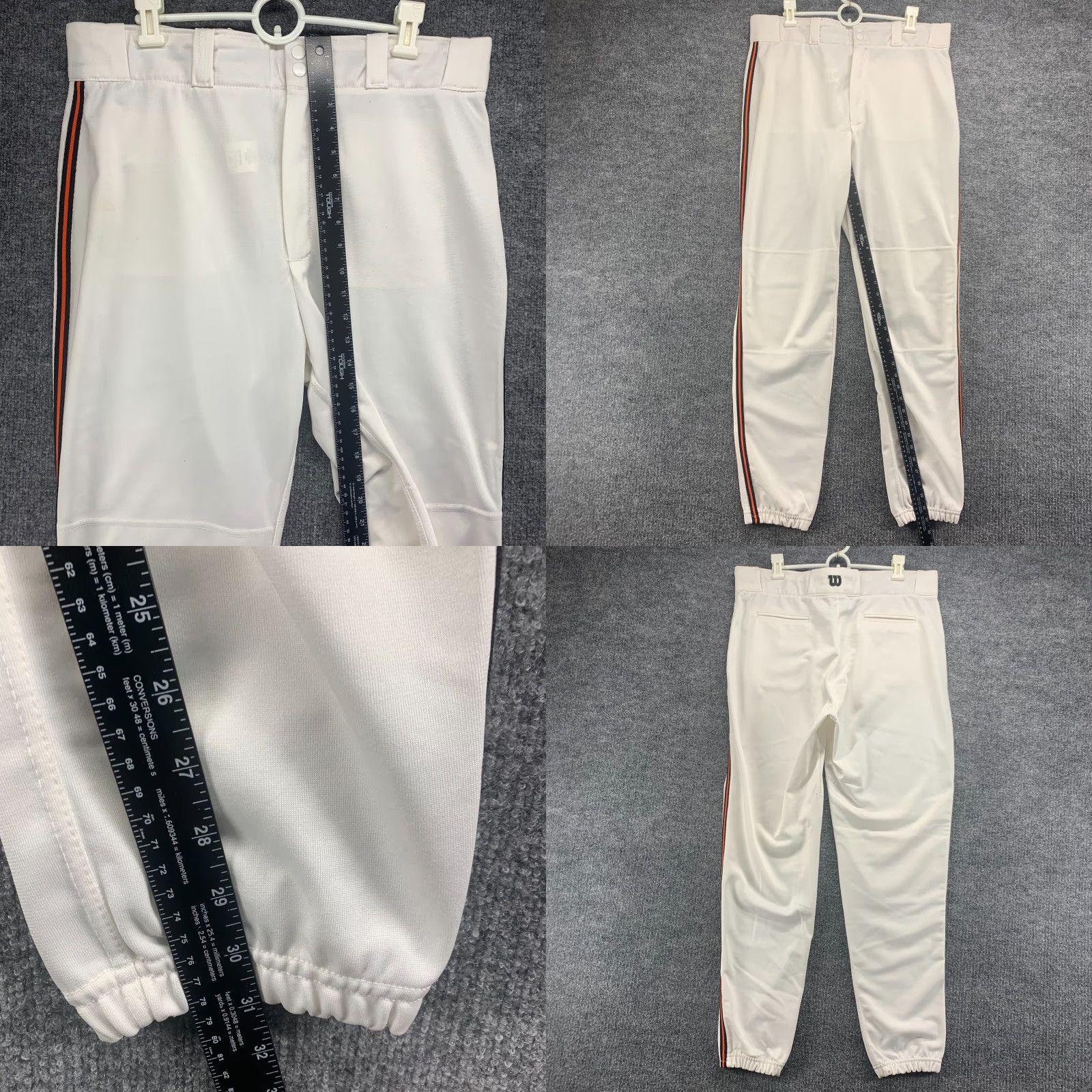 Wilson Wilson Pants Mens XL White Baseball Active Athletic Elastic Snap Button 36x32 Size US 36 / EU 52 - 8 Thumbnail