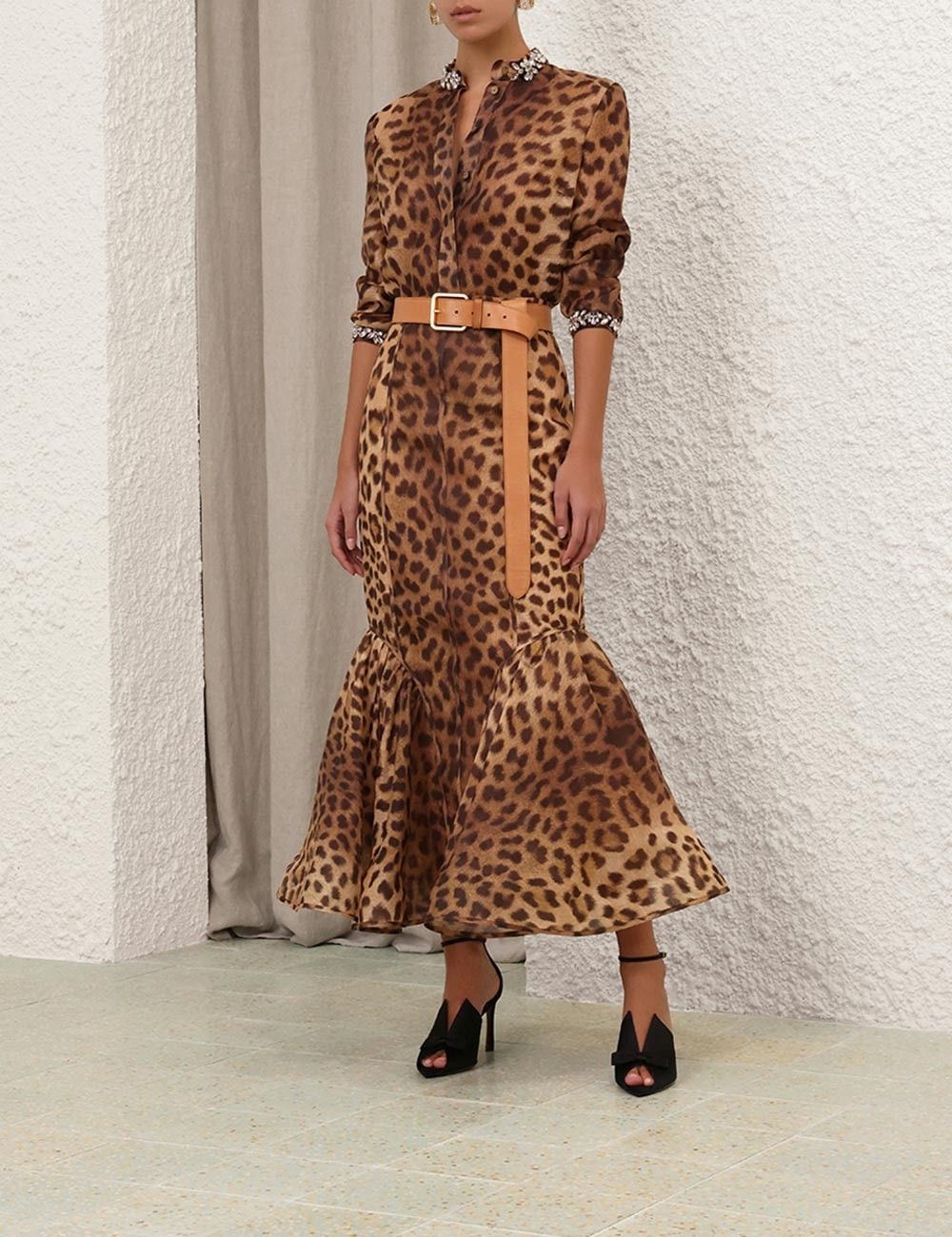 Zimmermann oc11z0925 Crush Panelled Pencil Skirt in Leopard Size 34" / US 12 / IT 48 - 6 Thumbnail