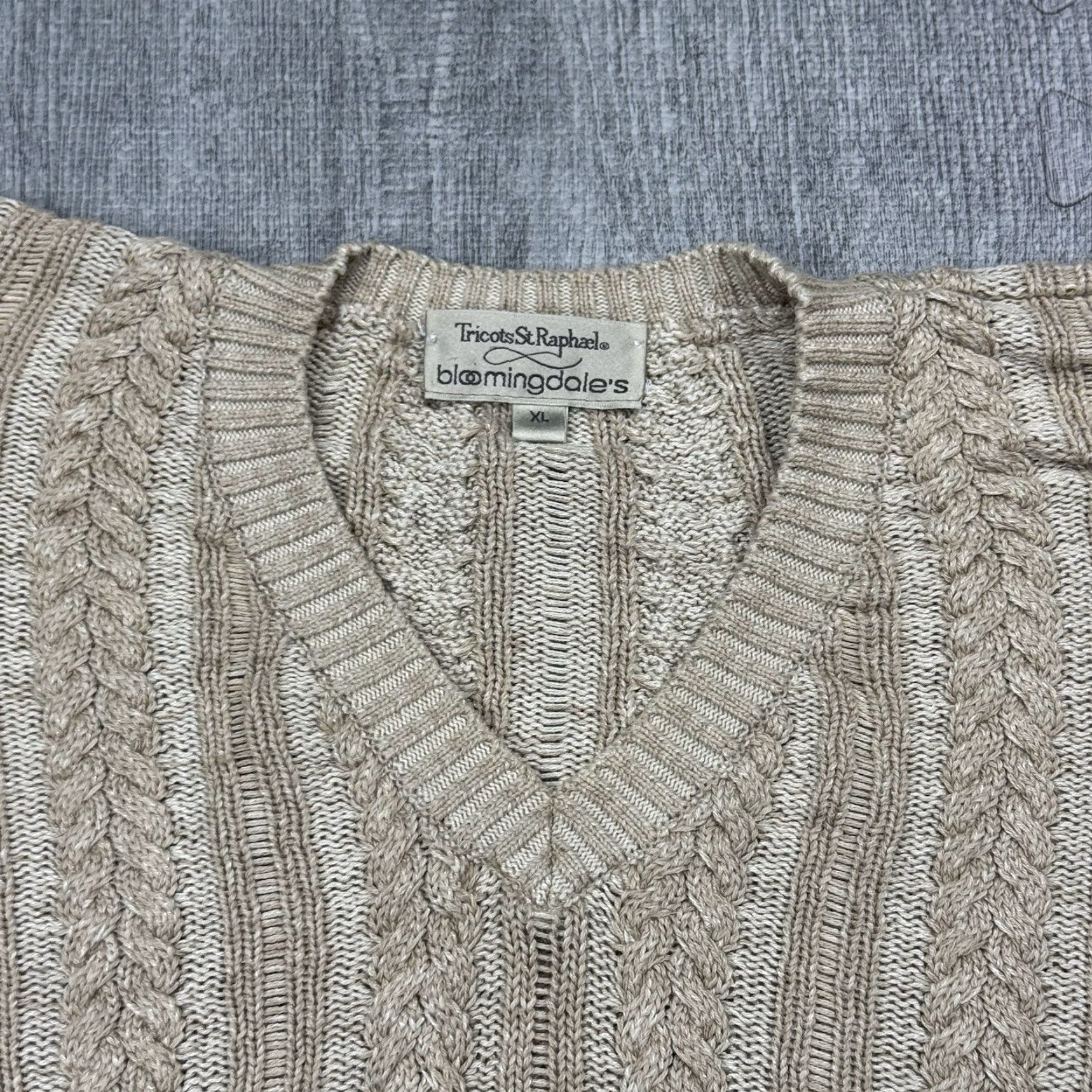 Vintage VINTAGE Tricots St Raphael Men's Cable Knit Sweater XL Beige 80s Classic Preppy All Seasons Size US XL / EU 56 / 4 - 2 Thumbnail