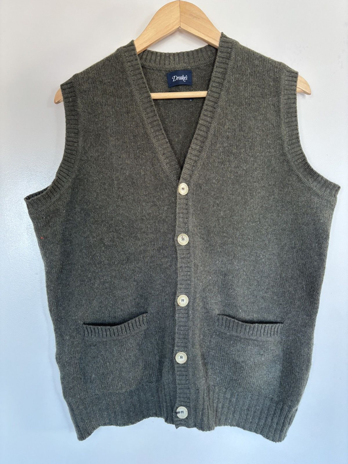Drake's Lambswool Sleeveless Cardigan Size US L / EU 52-54 / 3 - 1 Thumbnail