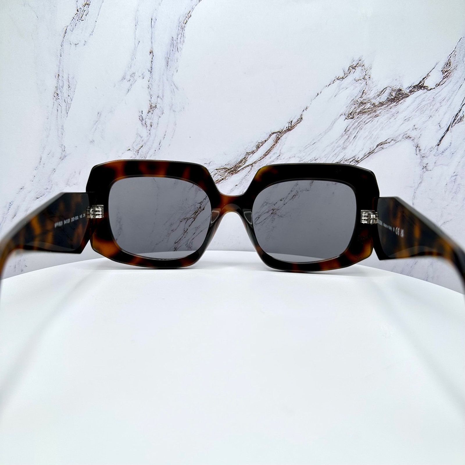 Prada New PRADA Sunglasses Brown Juniper Tortoise Gray Lens Square Size ONE SIZE - 14 Thumbnail