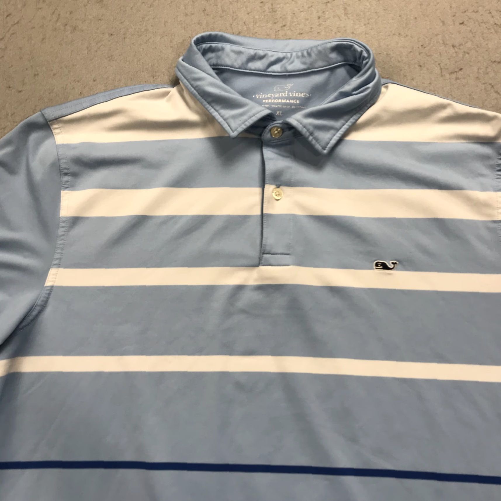 Vineyard Vines Vineyard Vines Polo Shirt Mens XL Light Blue Striped Performance Golf Polo Size US XL / EU 56 / 4 - 2 Thumbnail