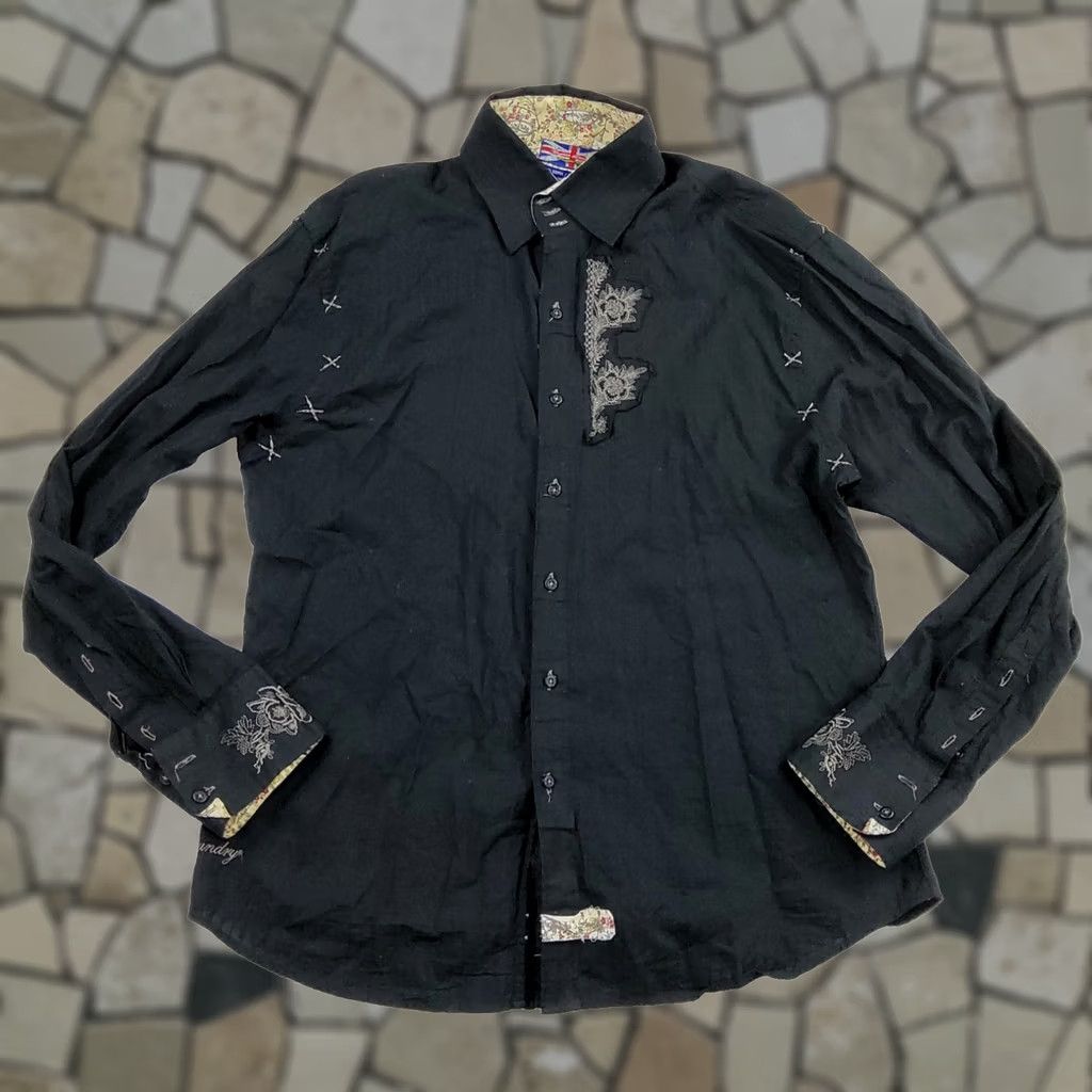 English Laundry VINTAGE English Laundry Christopher Wicks Embroidered Angel Wings Hand Sewn Button-Up Shirt XL Black Men Size US XL / EU 56 / 4 - 1 Thumbnail