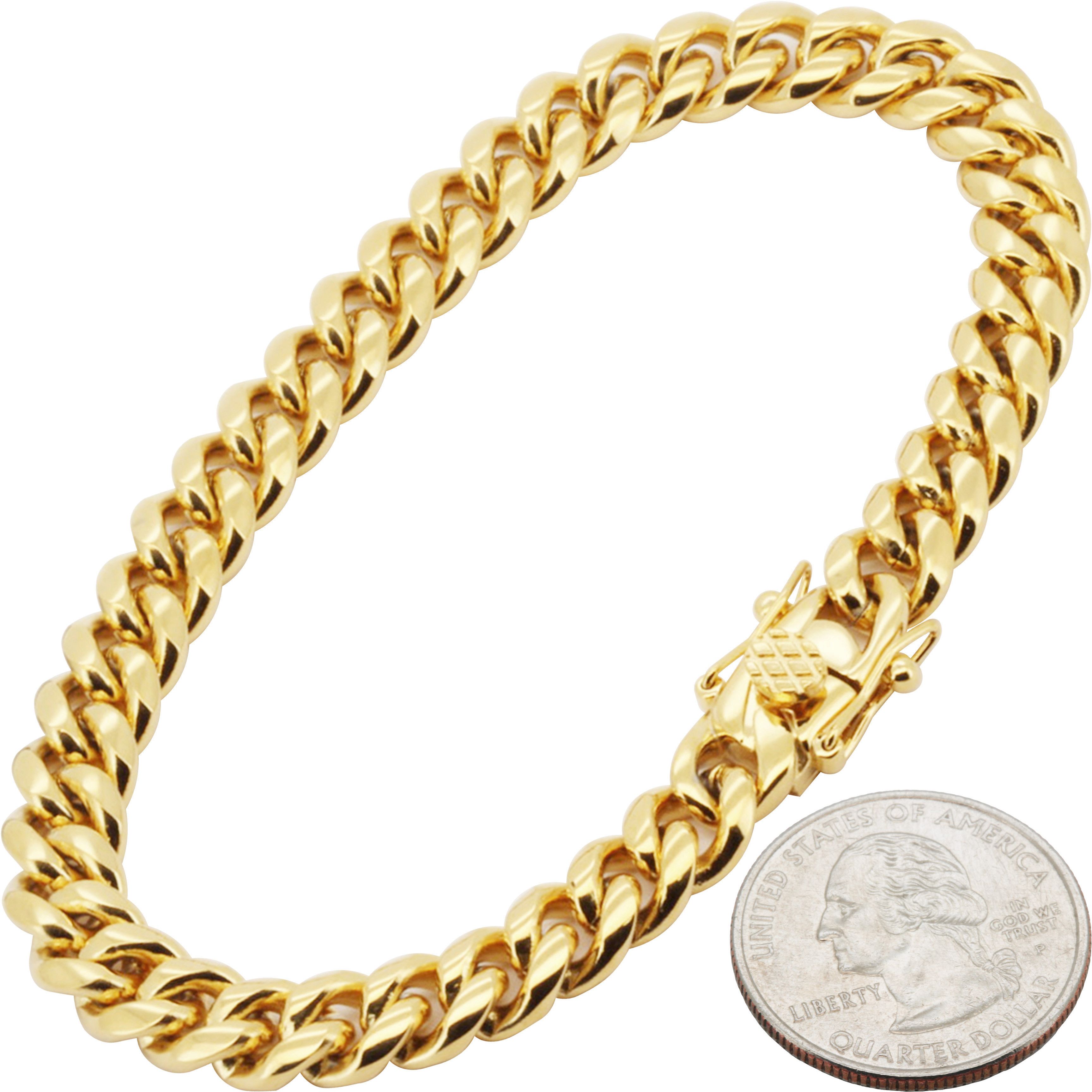 Other 316L SS 18k GP 8mm Miami Cuban Link Bracelet 8" Size ONE SIZE - 1 Thumbnail