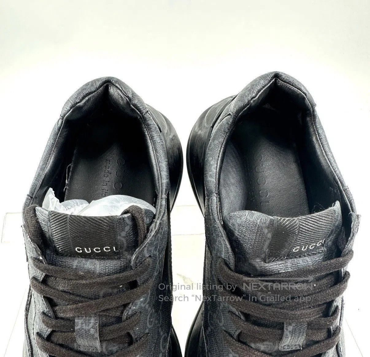 Gucci Black Low-Top Sneakers with Pattern. Size US 8.5 / EU 41-42 - 4 Thumbnail