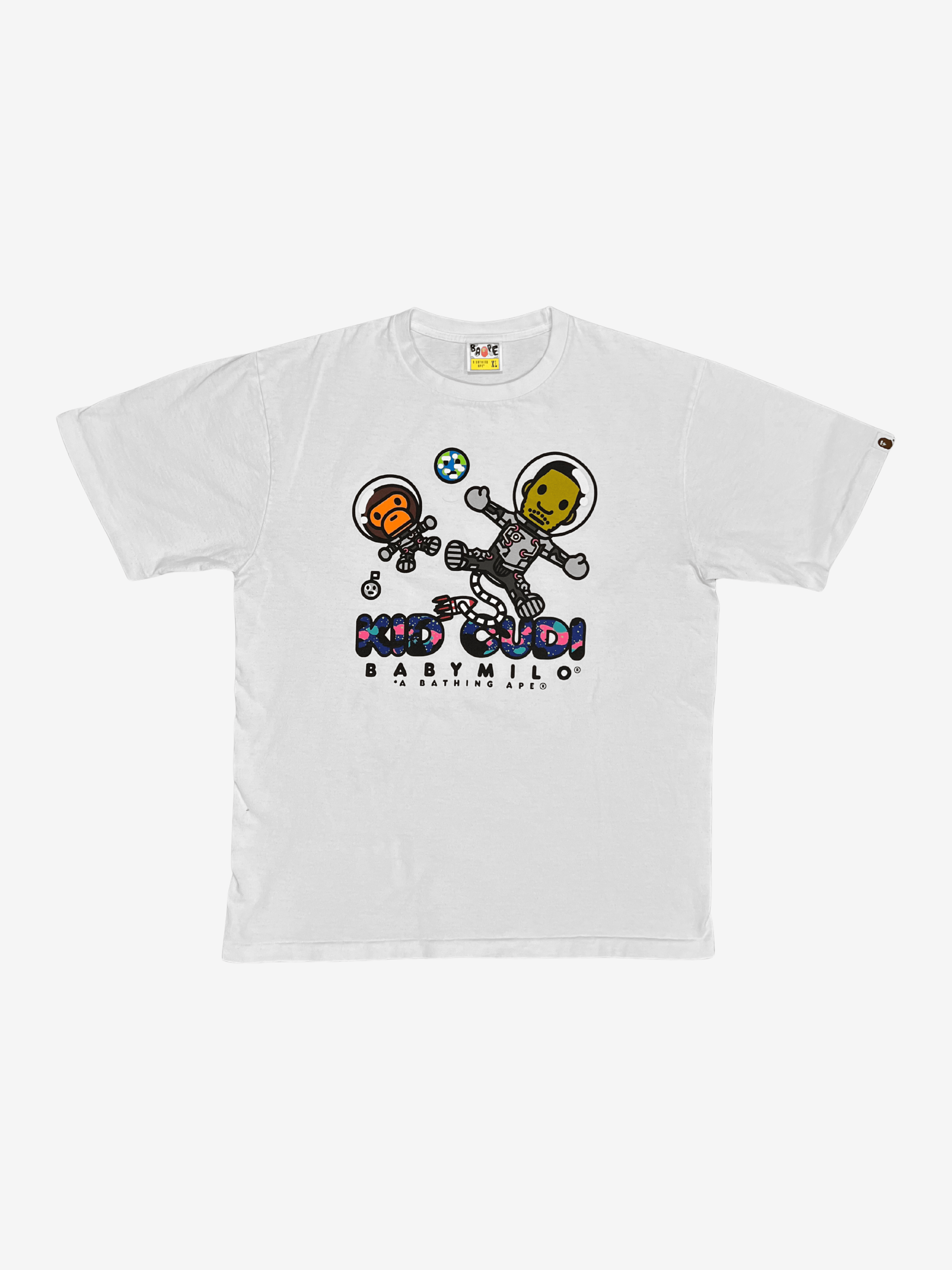 Bape A Bathing Ape x Kid Cudi White Moon Man College Logo T-Shirt Size US XL / EU 56 / 4 - 1 Thumbnail