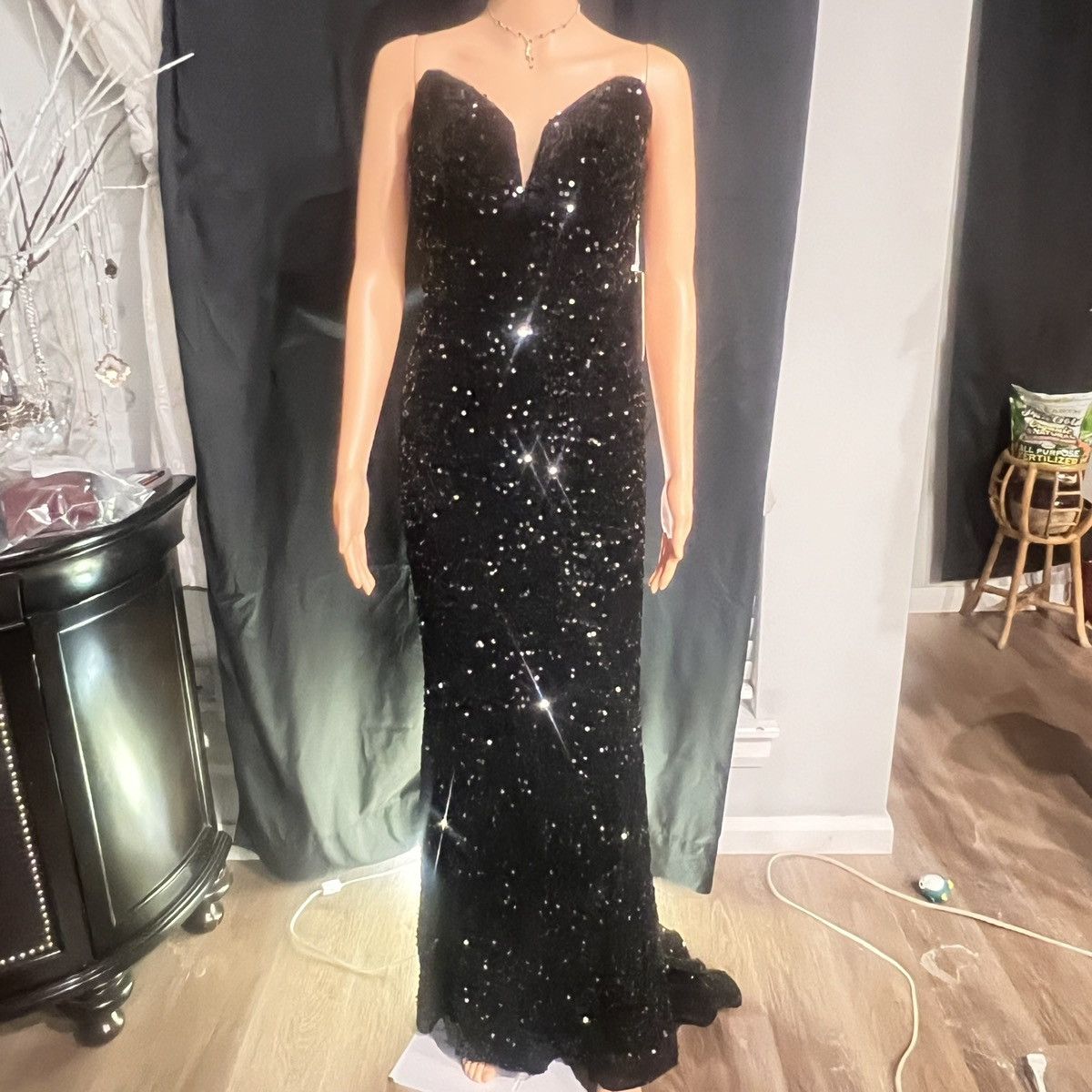 Other Witness Of Love Strapless Black Sequin Mermaid Prom Gown Size S / US 4 / IT 40 - 1 Thumbnail