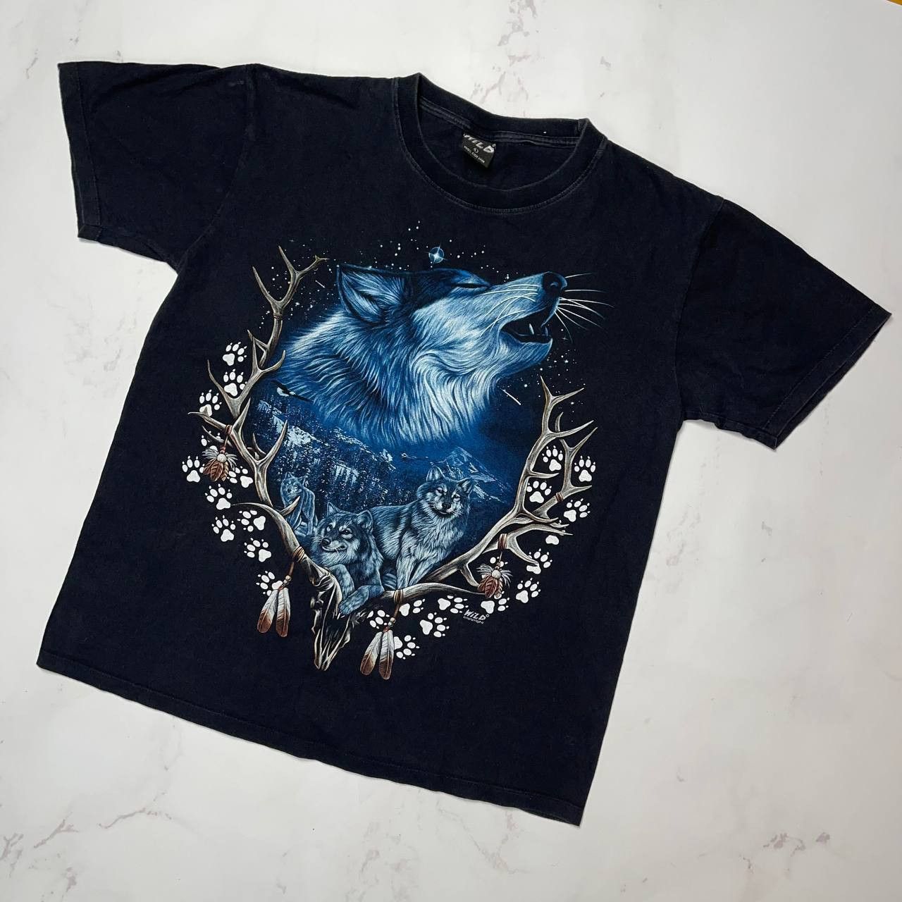 Vintage Wild Wolf T-Shirt Graphic Print Wildlife Y2K 90s Black SZ L Size US L / EU 52-54 / 3 - 3 Thumbnail