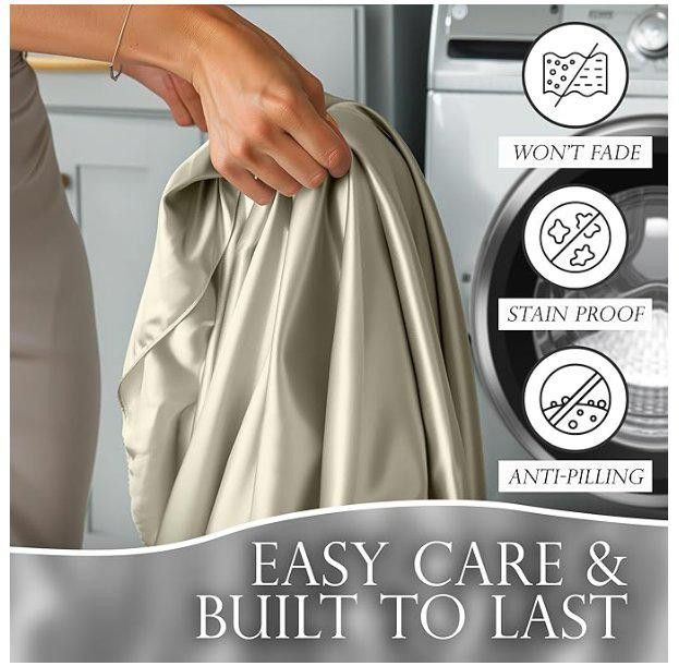 Designer Satin Sheets King Set 4 Pcs-Deep Pockets, Double Stitching Size ONE SIZE - 3 Thumbnail