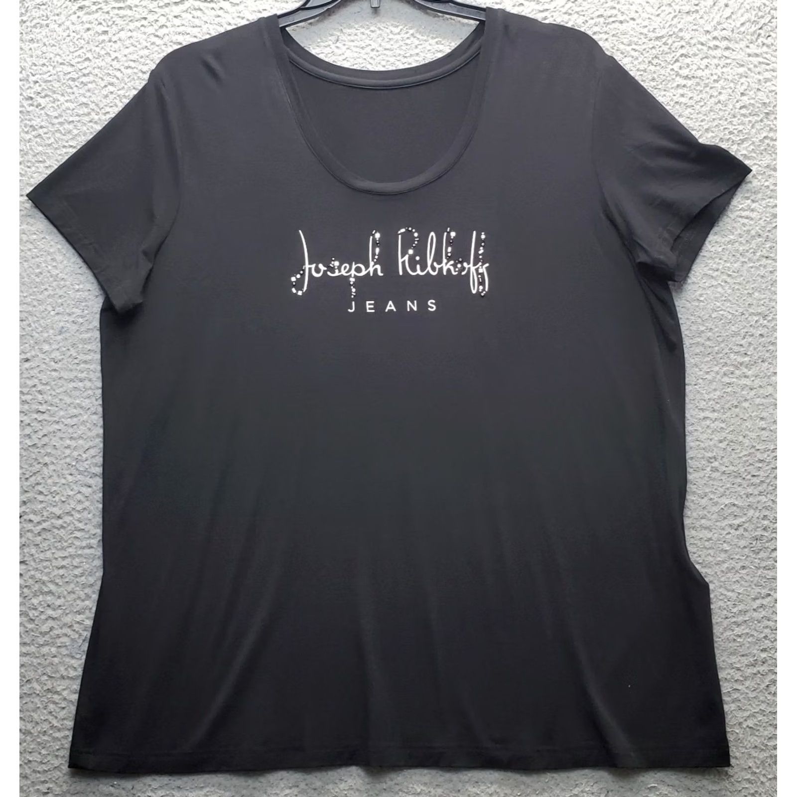 Joseph Ribkoff Joseph Ribkoff Womens Tee Shirt Black Rhinestone Logo Detail Short Sleeve XL Size XL / US 12-14 / IT 48-50 - 2 Thumbnail
