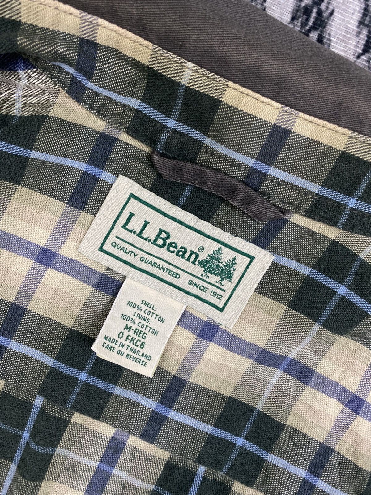 L.L. Bean Vtg L.L.Bean Grey Colour Plaid Lining Flannel Size US L / EU 52-54 / 3 - 8 Thumbnail