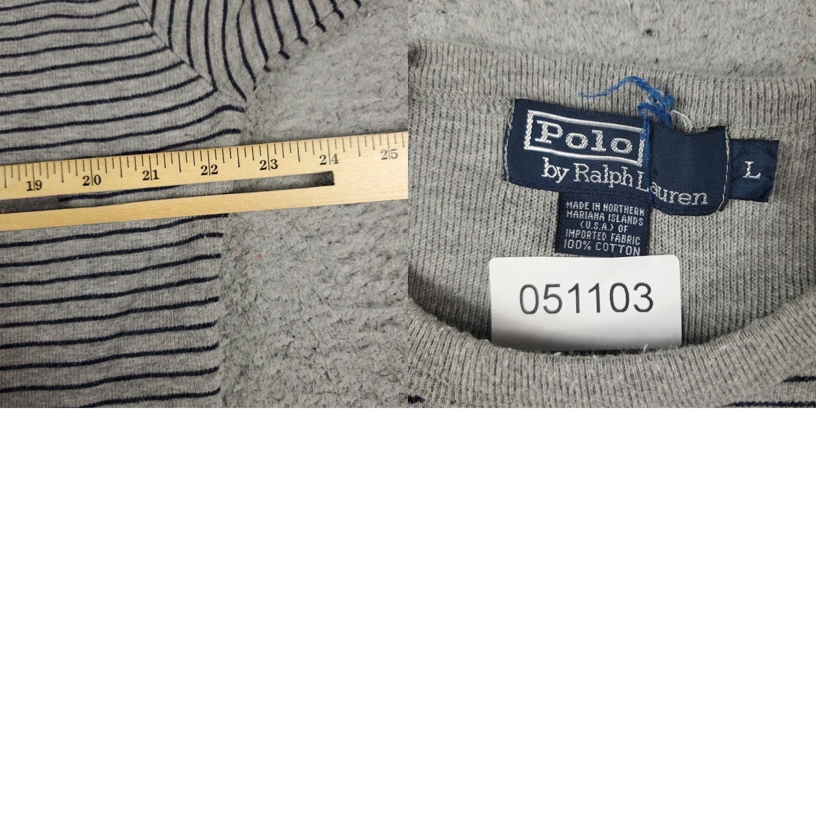 Ralph Lauren Ralph Lauren Large Gray Striped Crew Neck Sweater Pullover Size US L / EU 52-54 / 3 - 8 Thumbnail